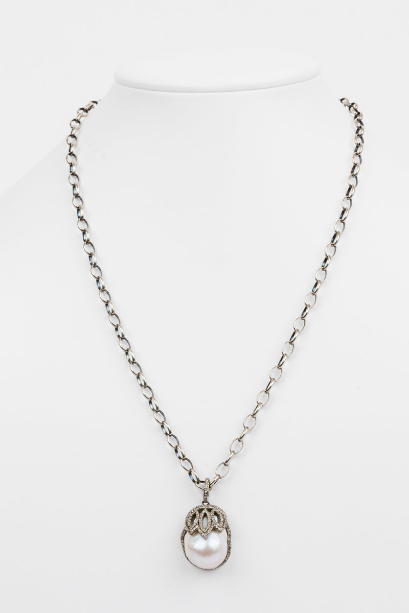 Baroque Pearl and Pave Diamond