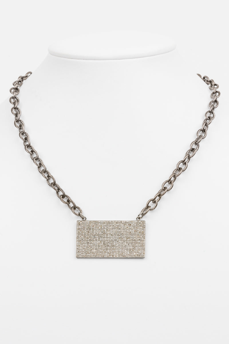 Pave Diamond Bar Necklace