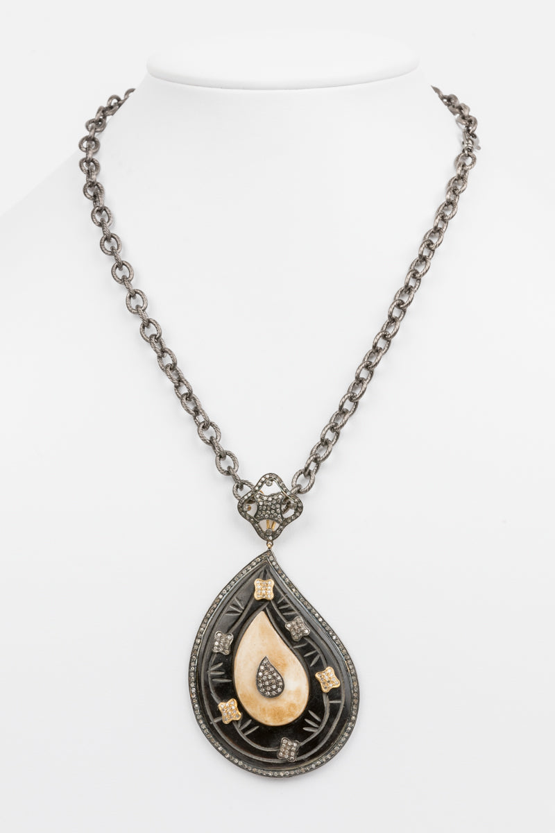 Bone and Pave Diamond Necklace