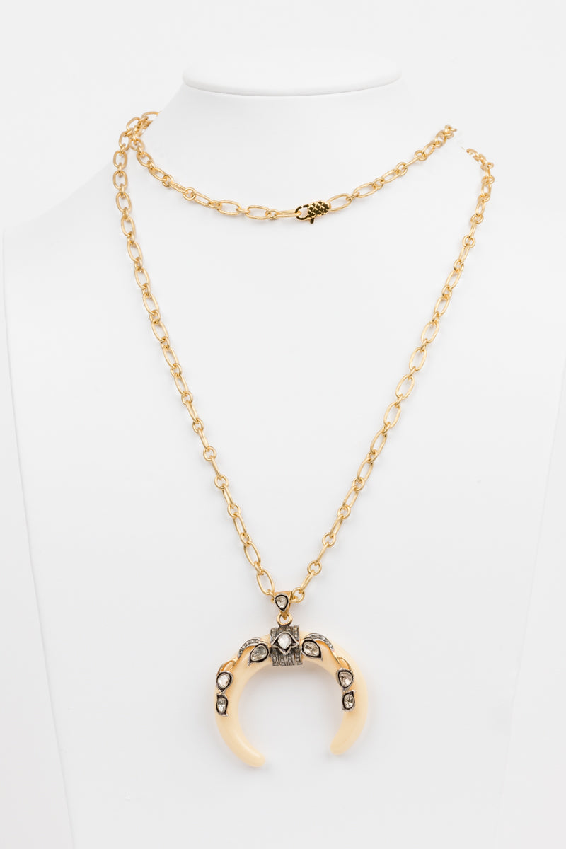 Bone and Rose Cut Diamond Necklace