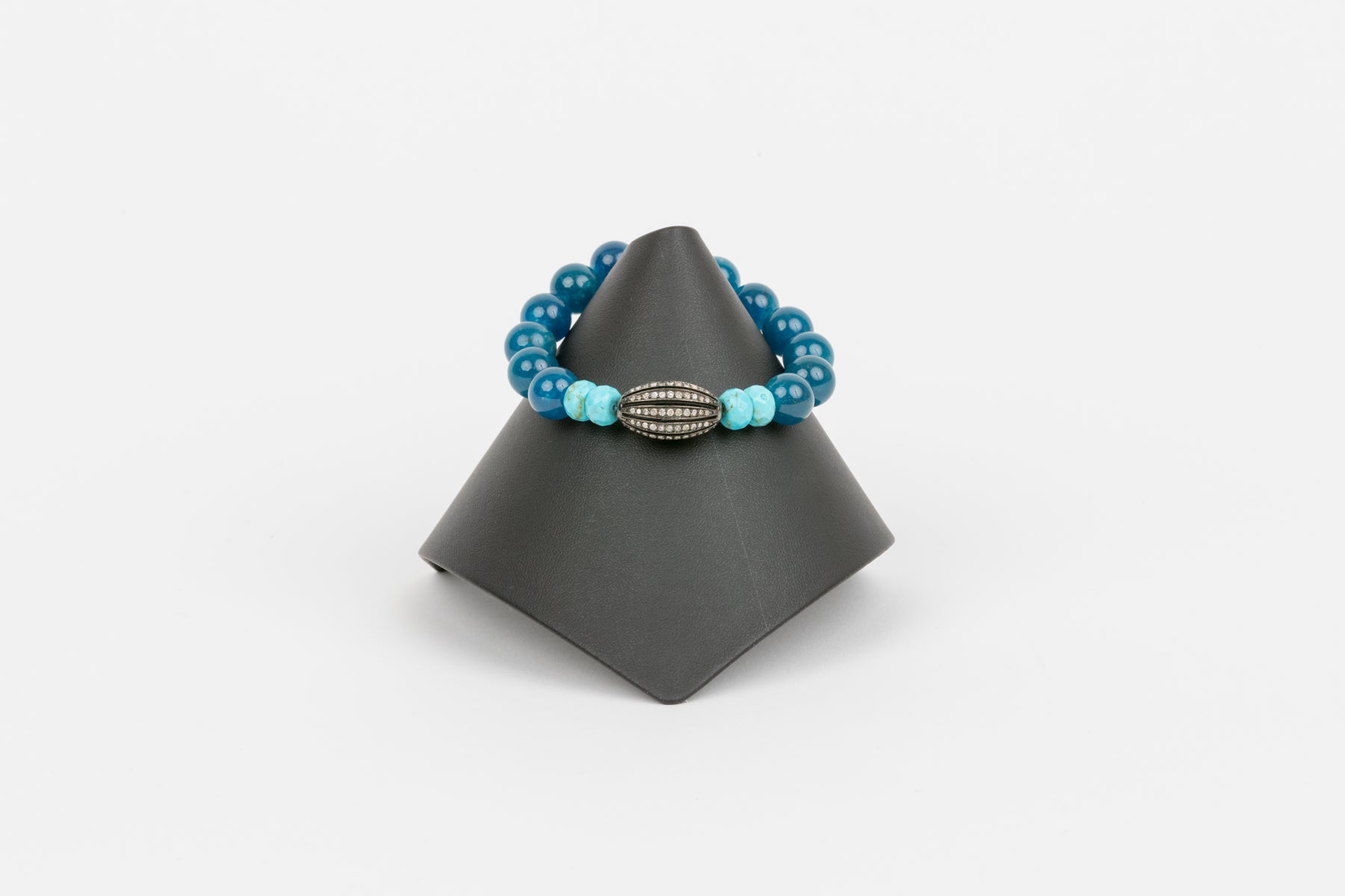 Turquoise and Agate with Pave Diamond Bracelet