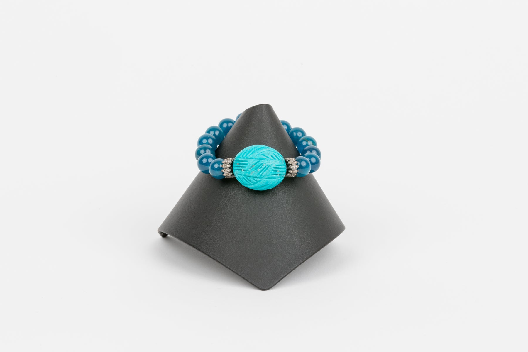 Carved Turquoise and Agate Bracelet