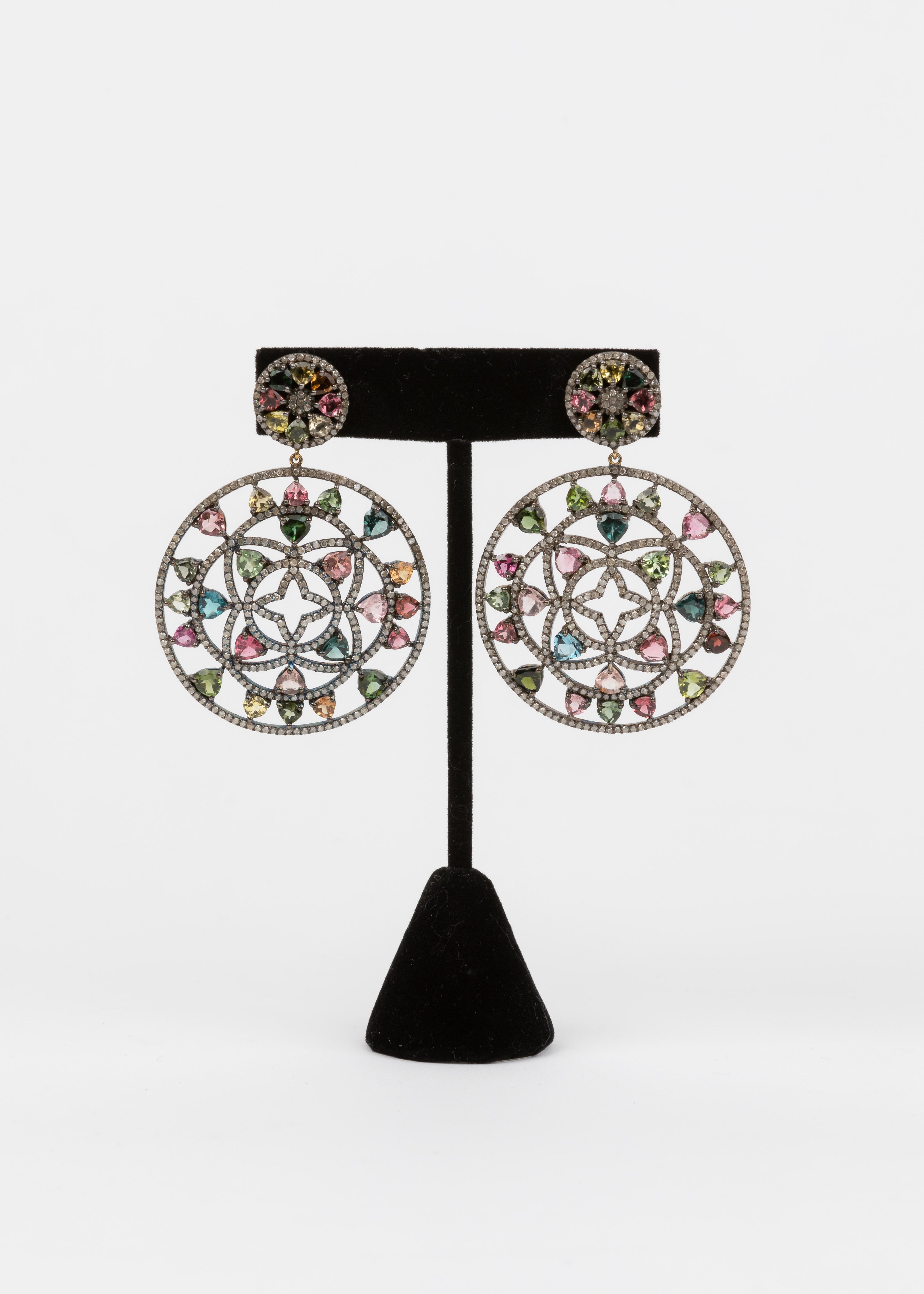 Pave Diamond , Tourmaline Earrings