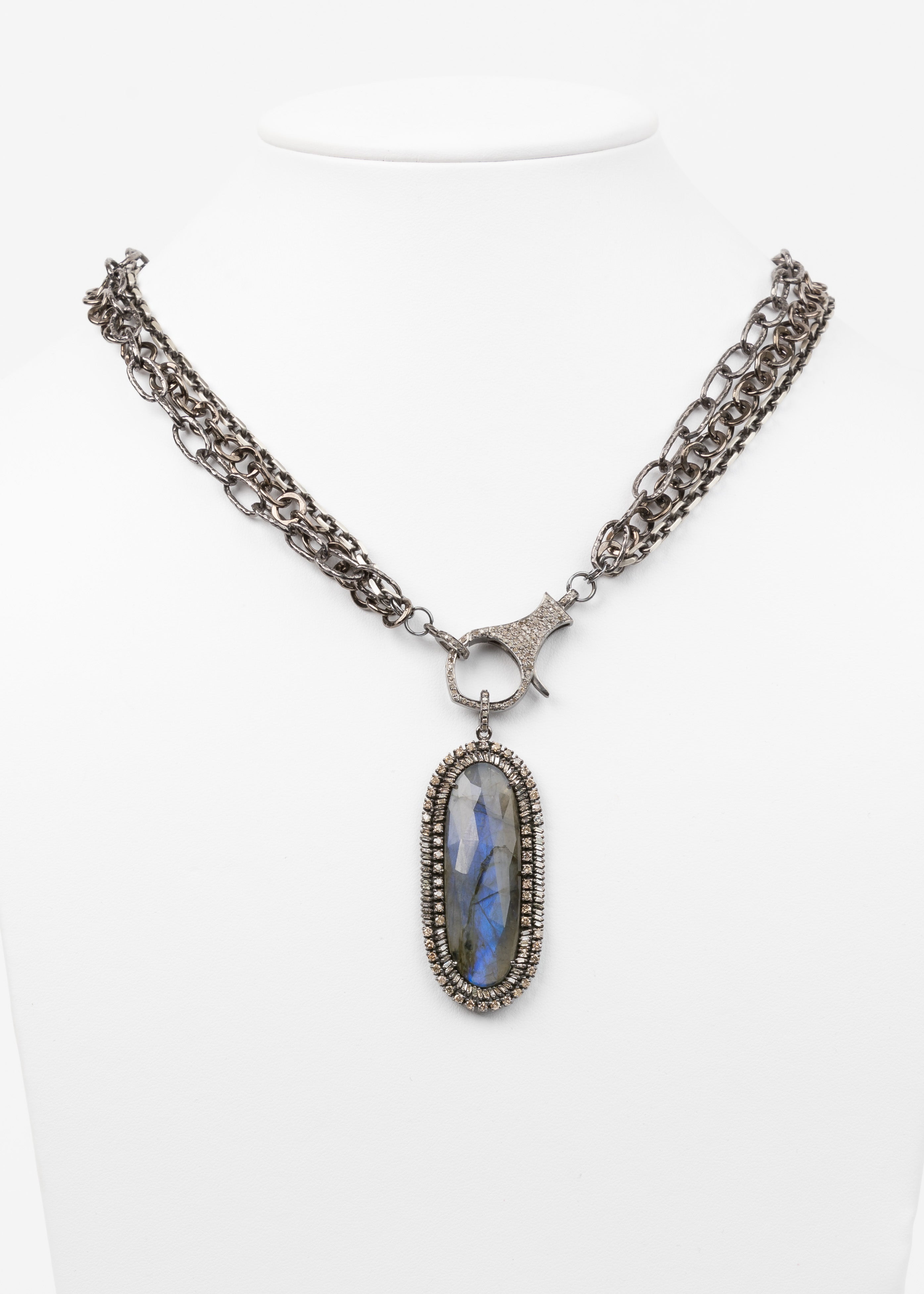 Pave Diamond, Labradorite Necklace