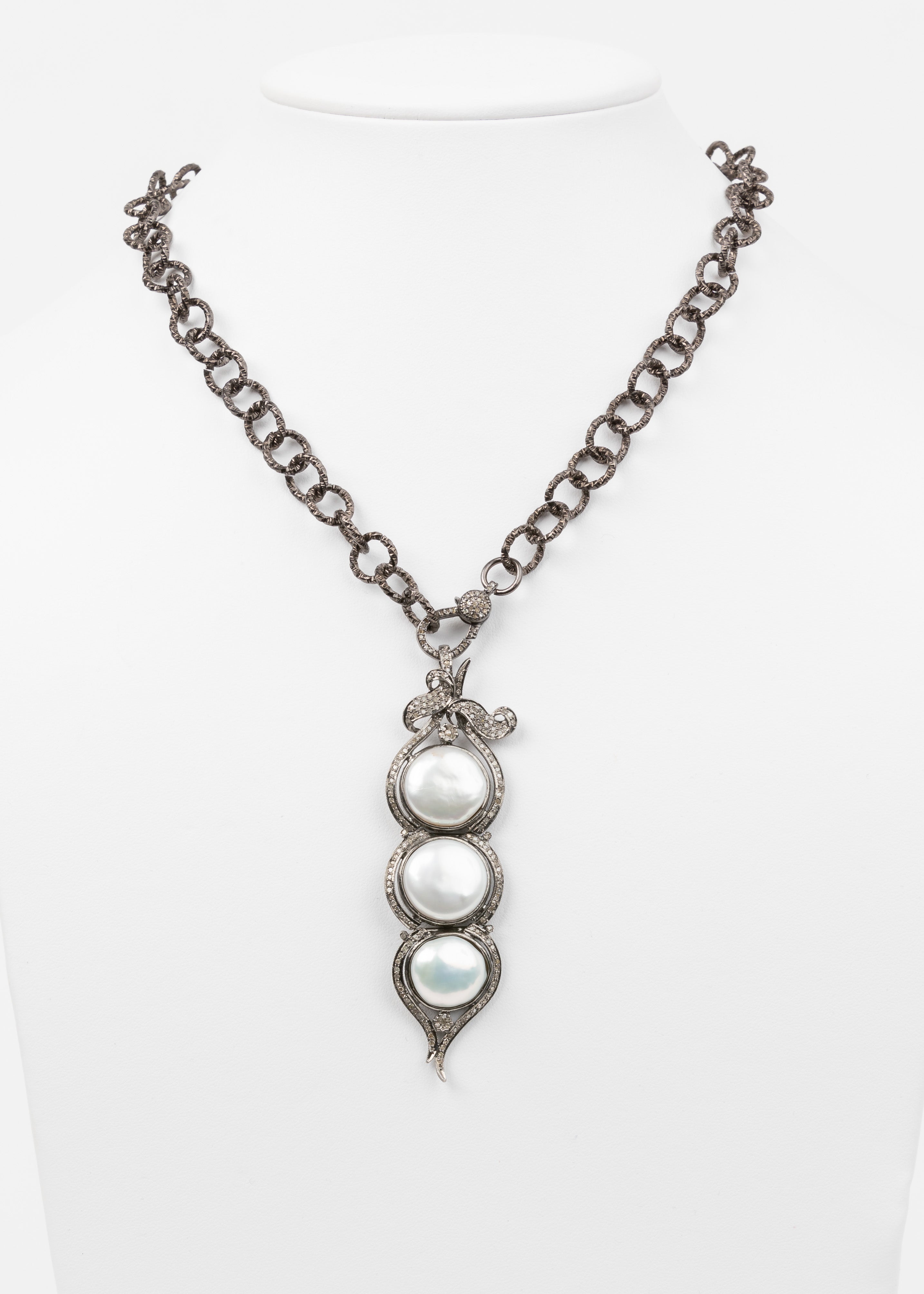 Pearl and Pave Diamond Necklace