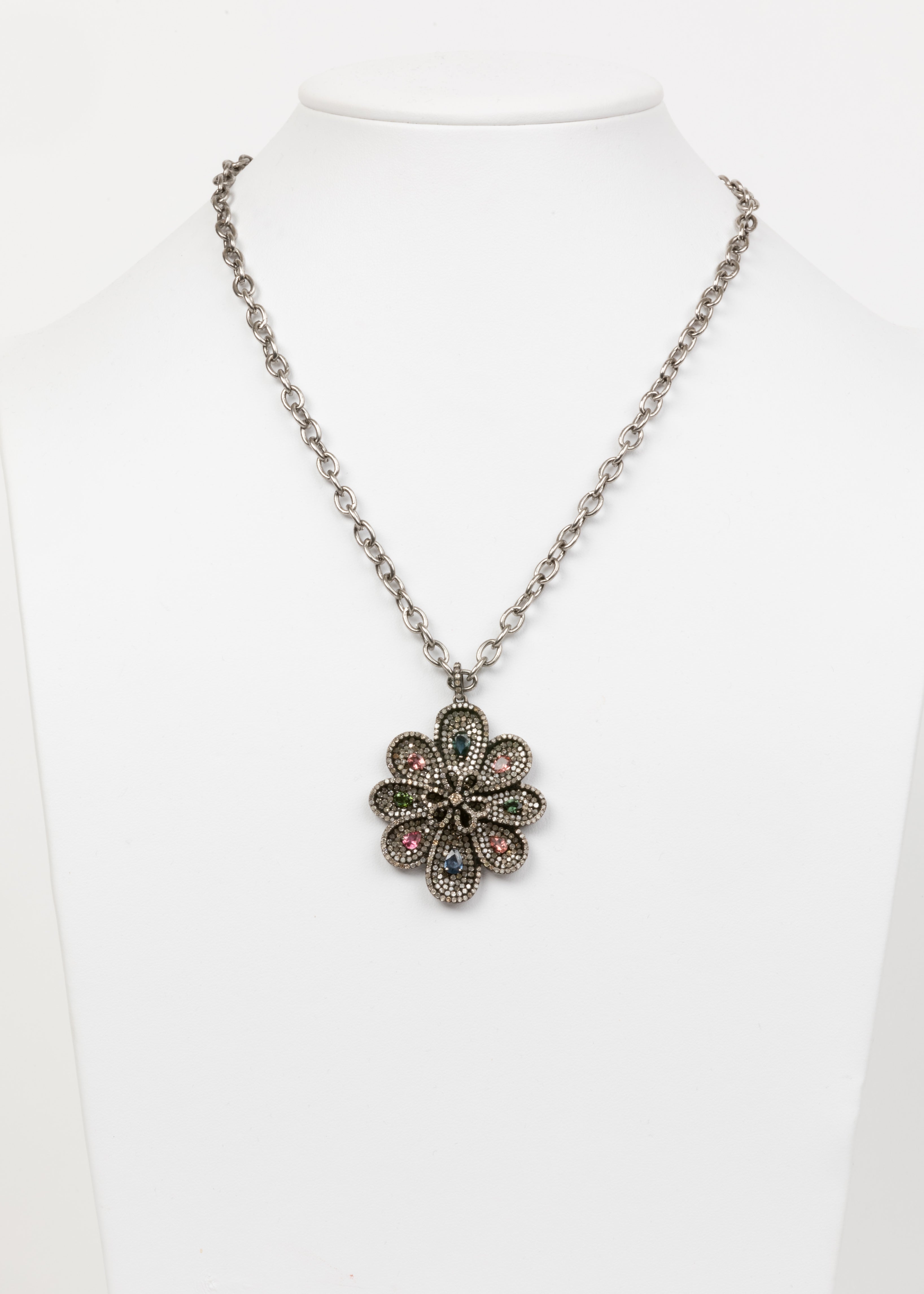 Pave Diamond and Tourmaline Neckalce
