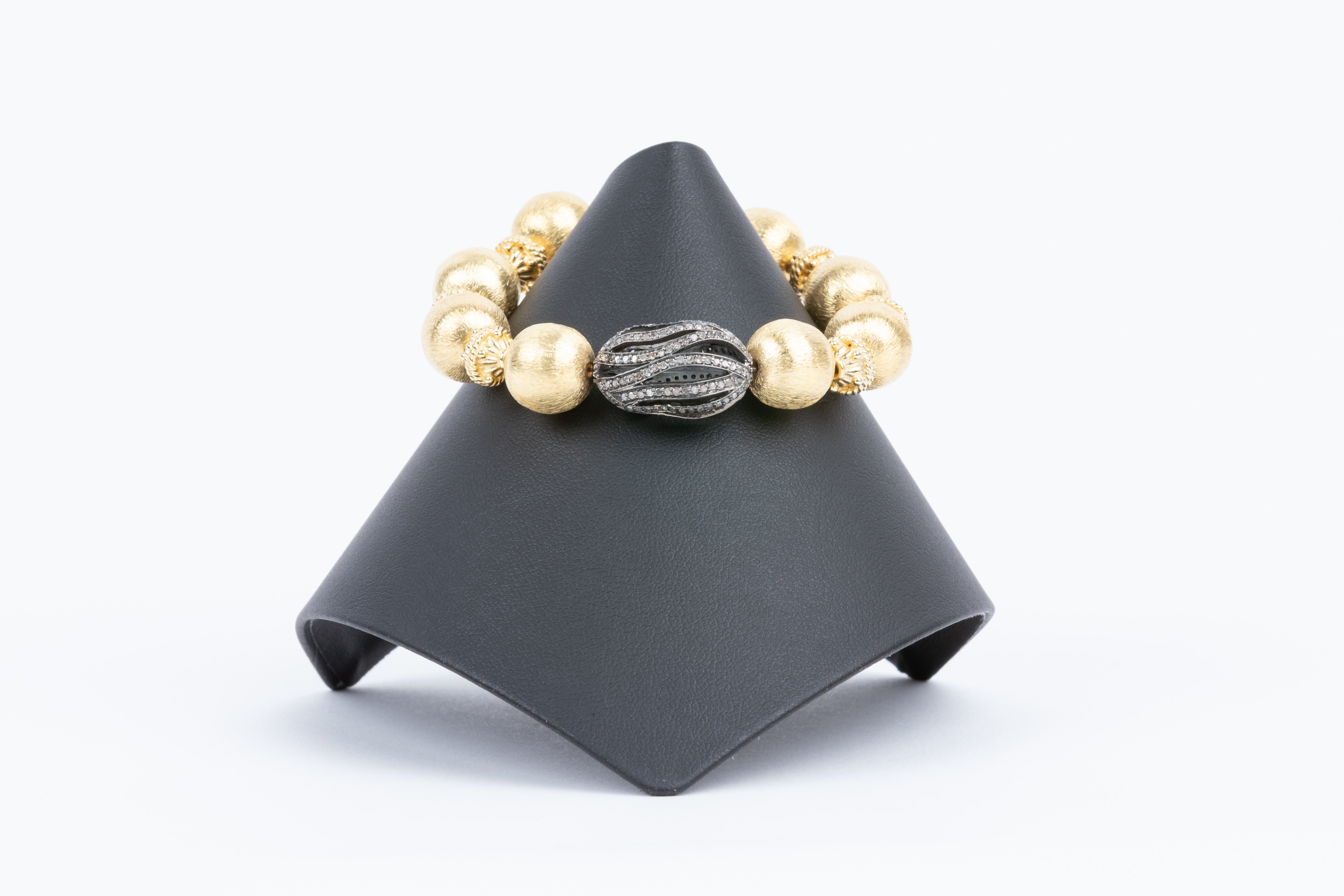 Pave Diamond, Brushed Vermeil