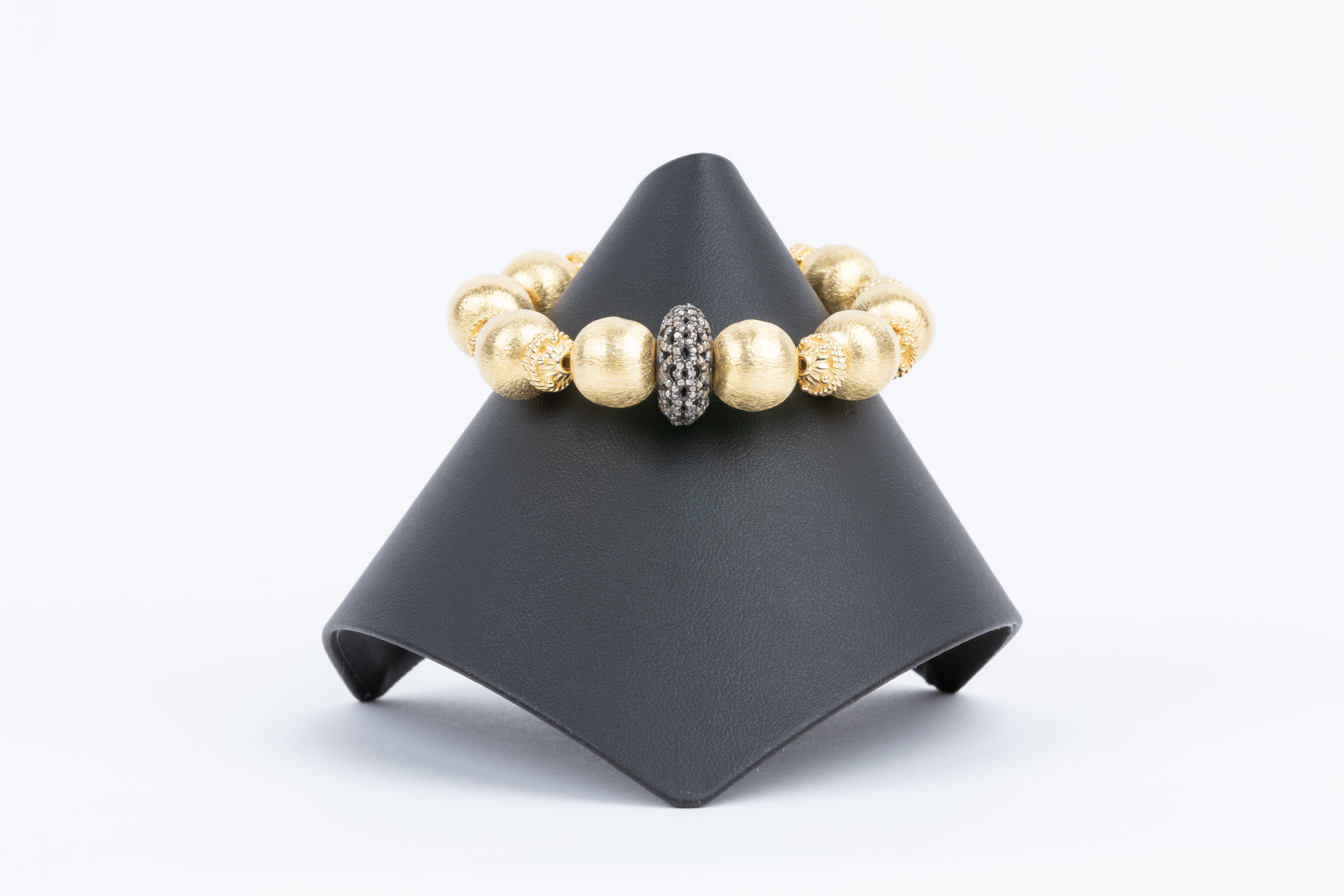 Pave Diamond, Brushed Vermeil