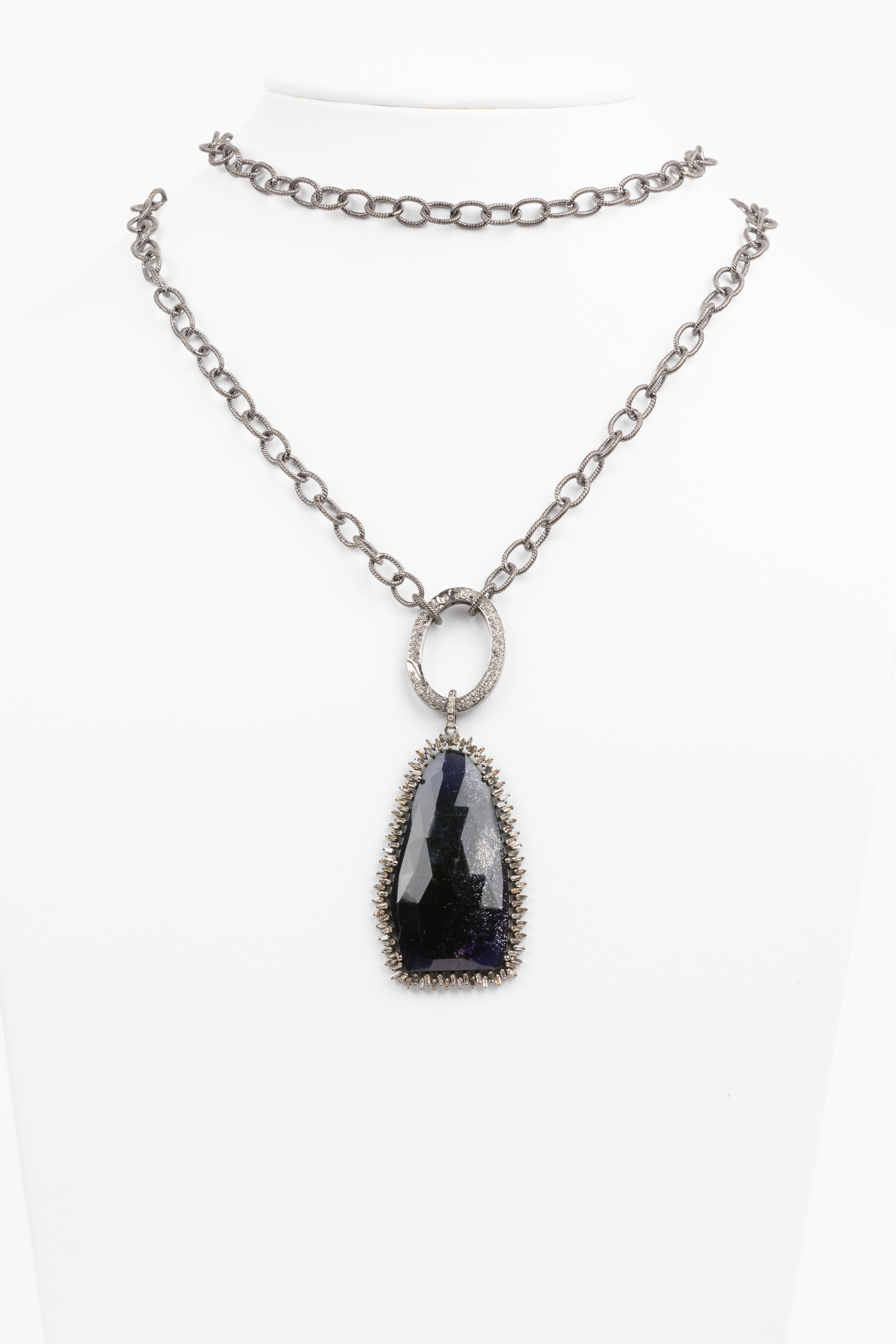 Diamond, Iolite Necklace