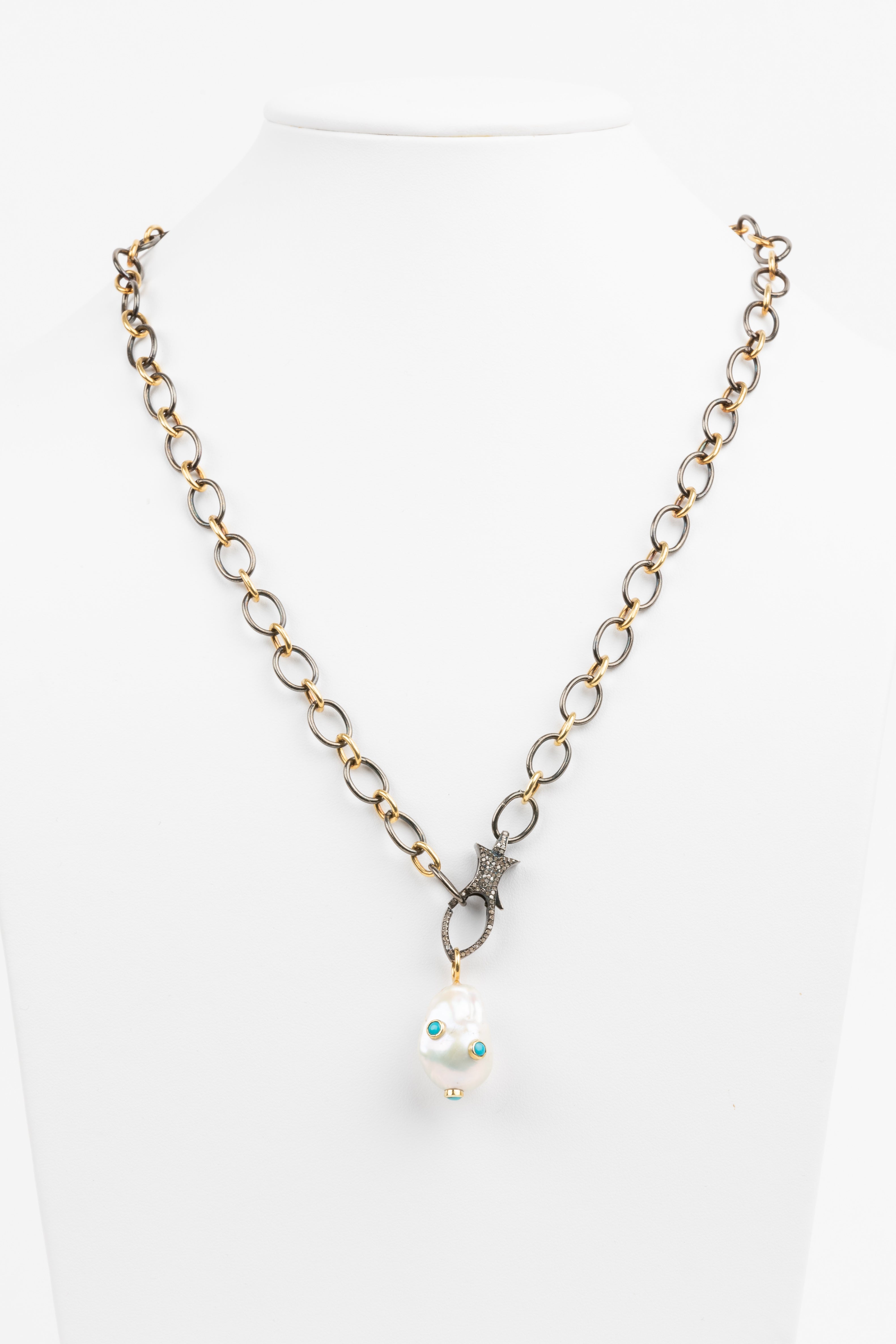 Turuqoise, Pearl, Vermeil Necklace