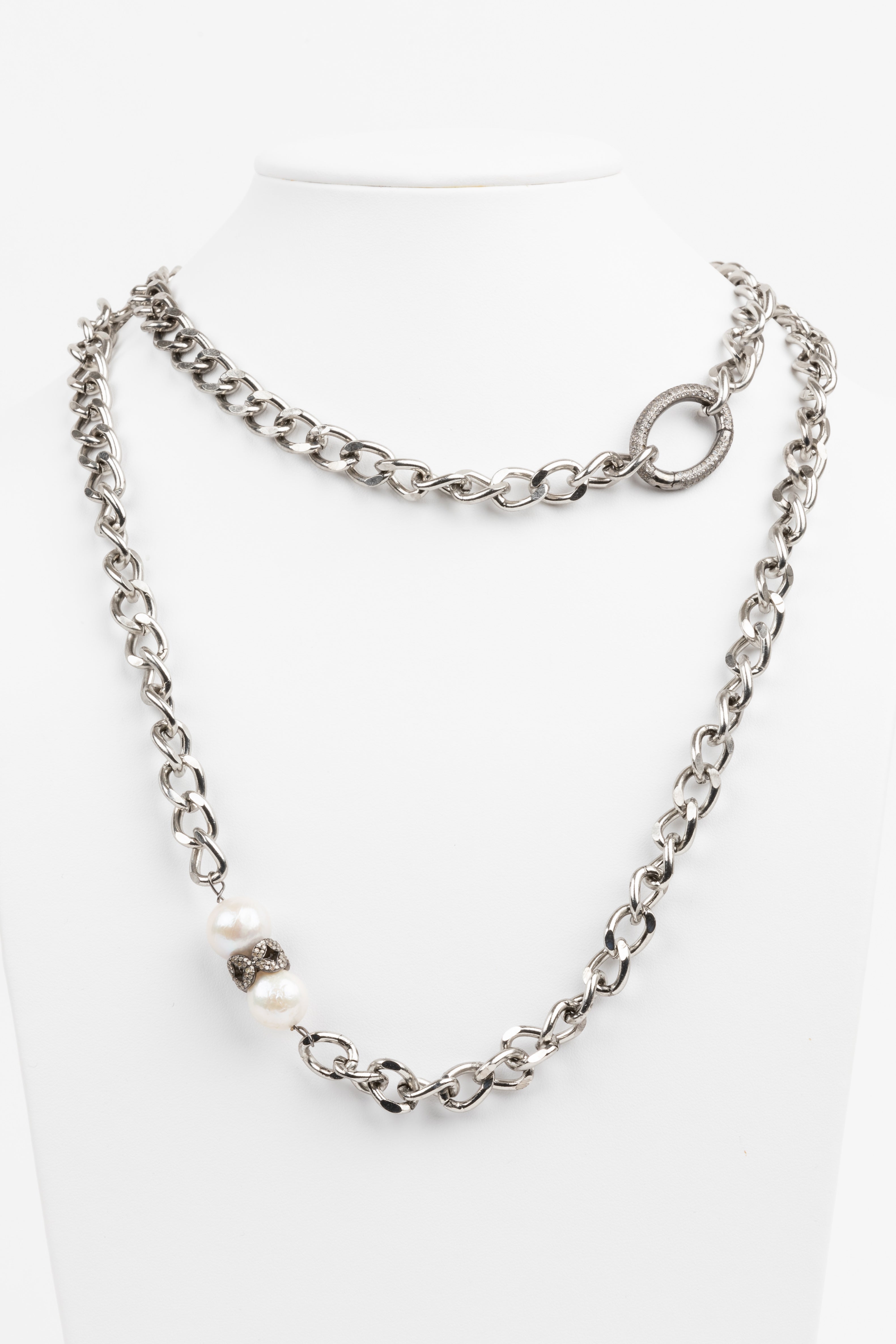 Pave Diamond, Pearl , Chain