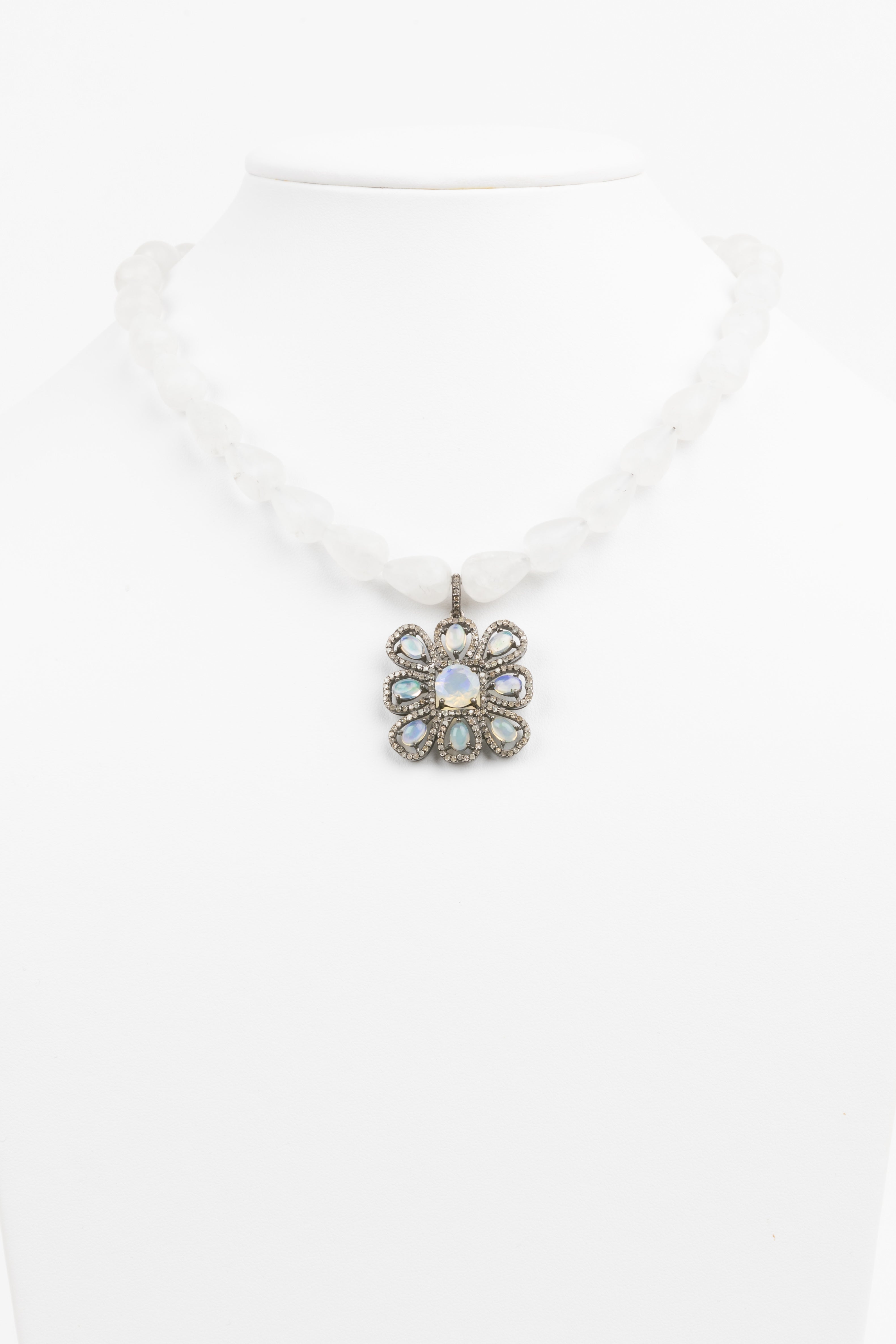 Pave Diamond, Moonstone, Quartz