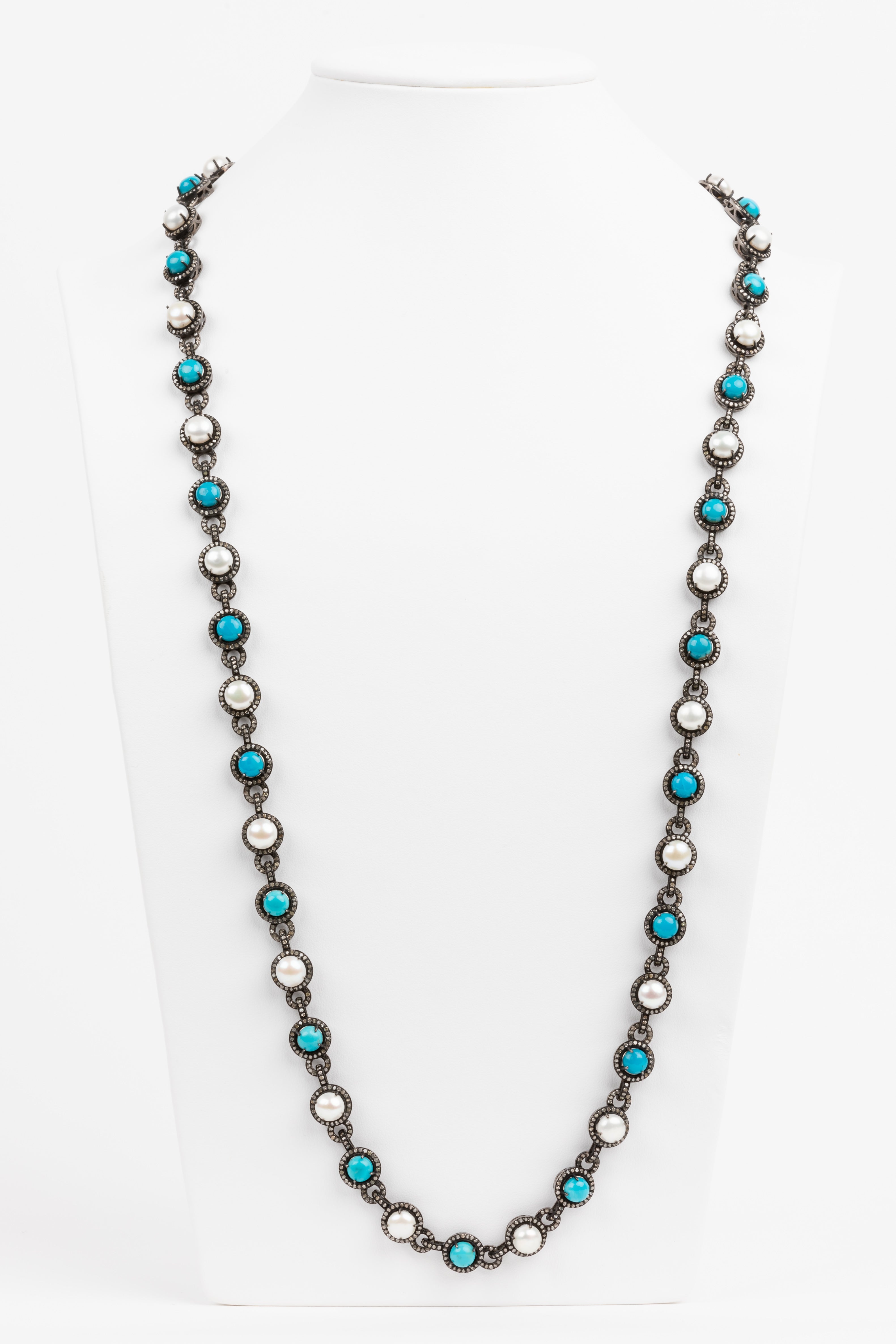 Pave Diamond, Turquoise, Pearl