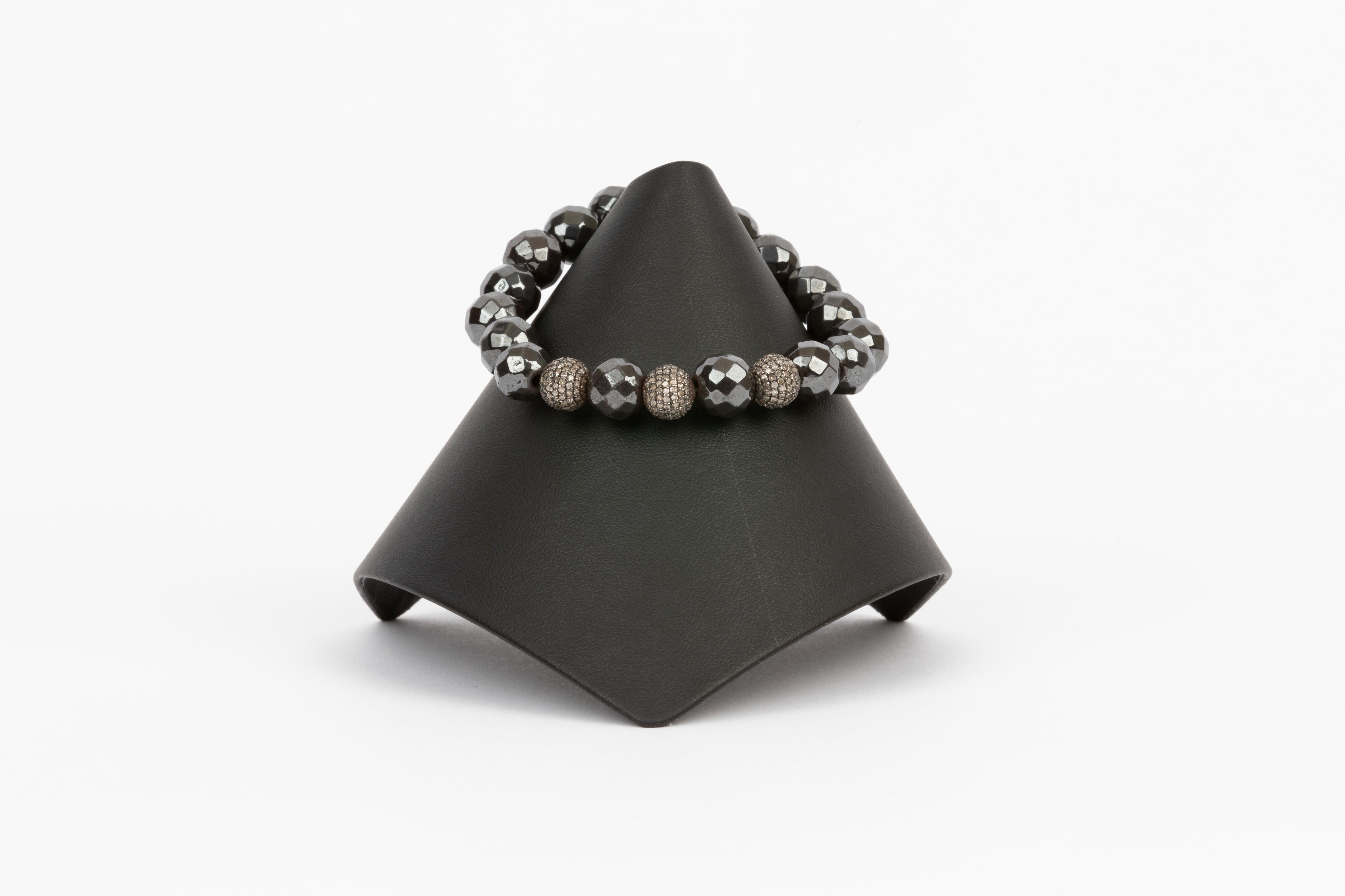 Pave Diamond, Hematite Bracelet