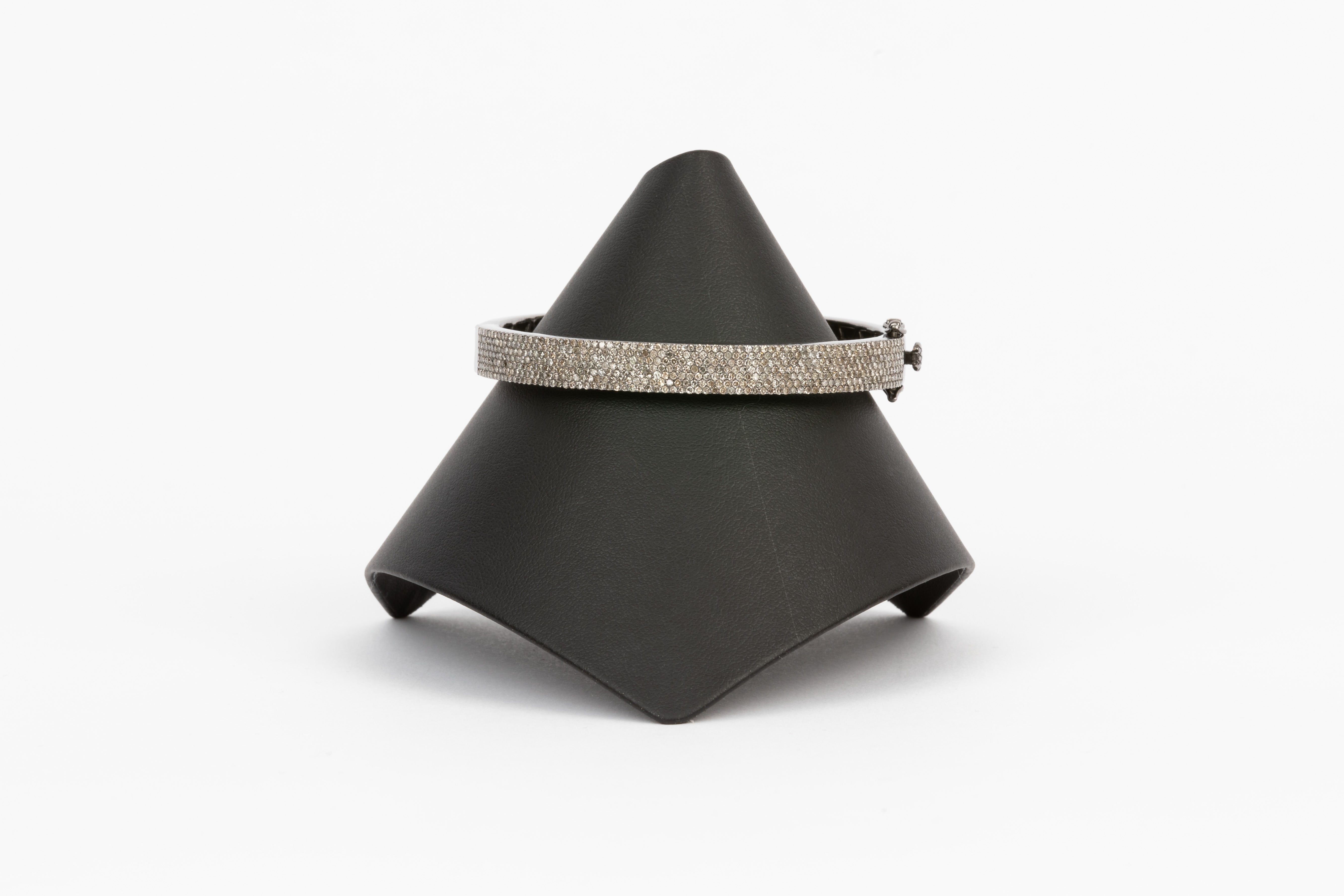 Pave Diamond , Sterling Silver Bangle
