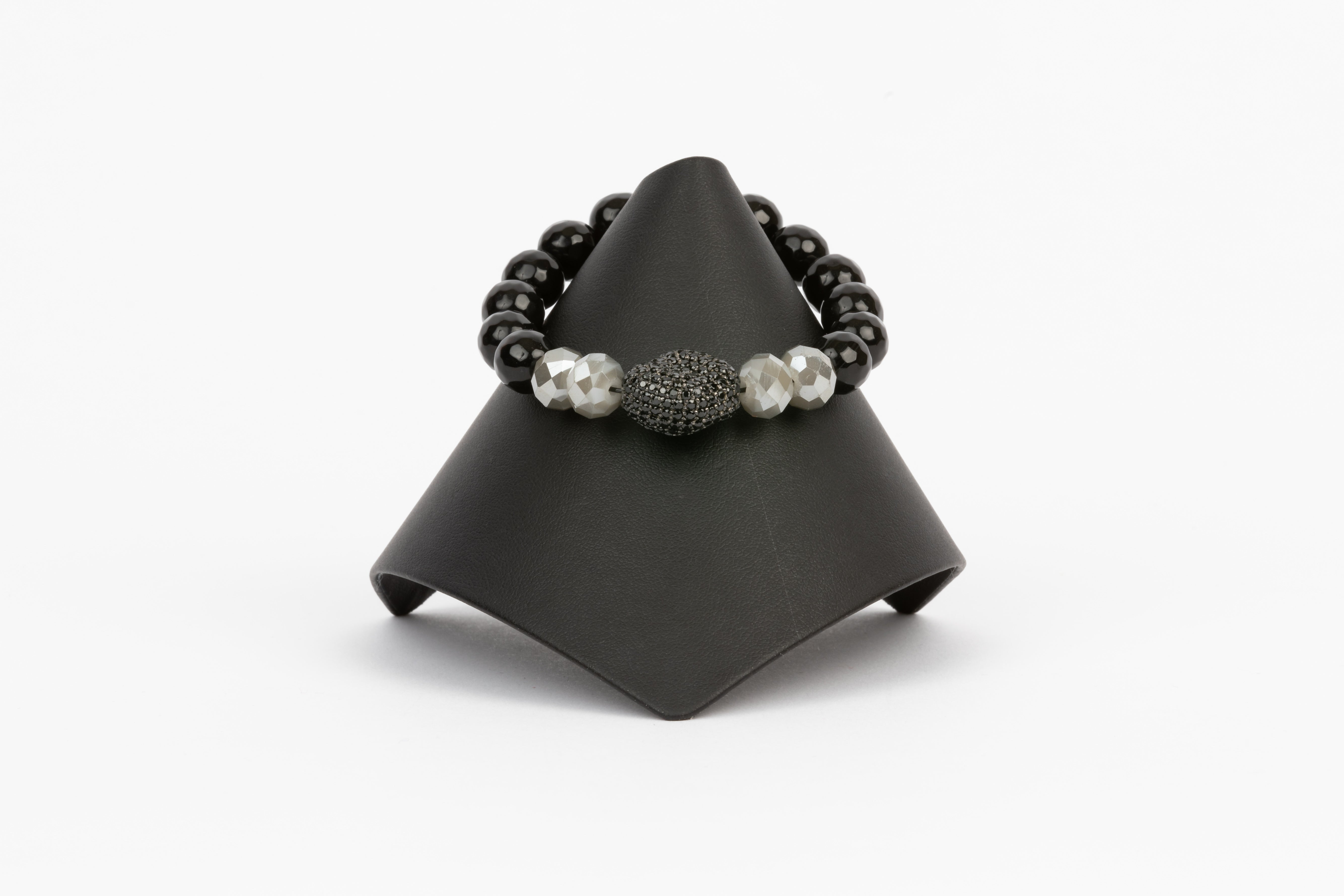 Black Onyx, Black Spinel, Mystic Moonstone Bracelet