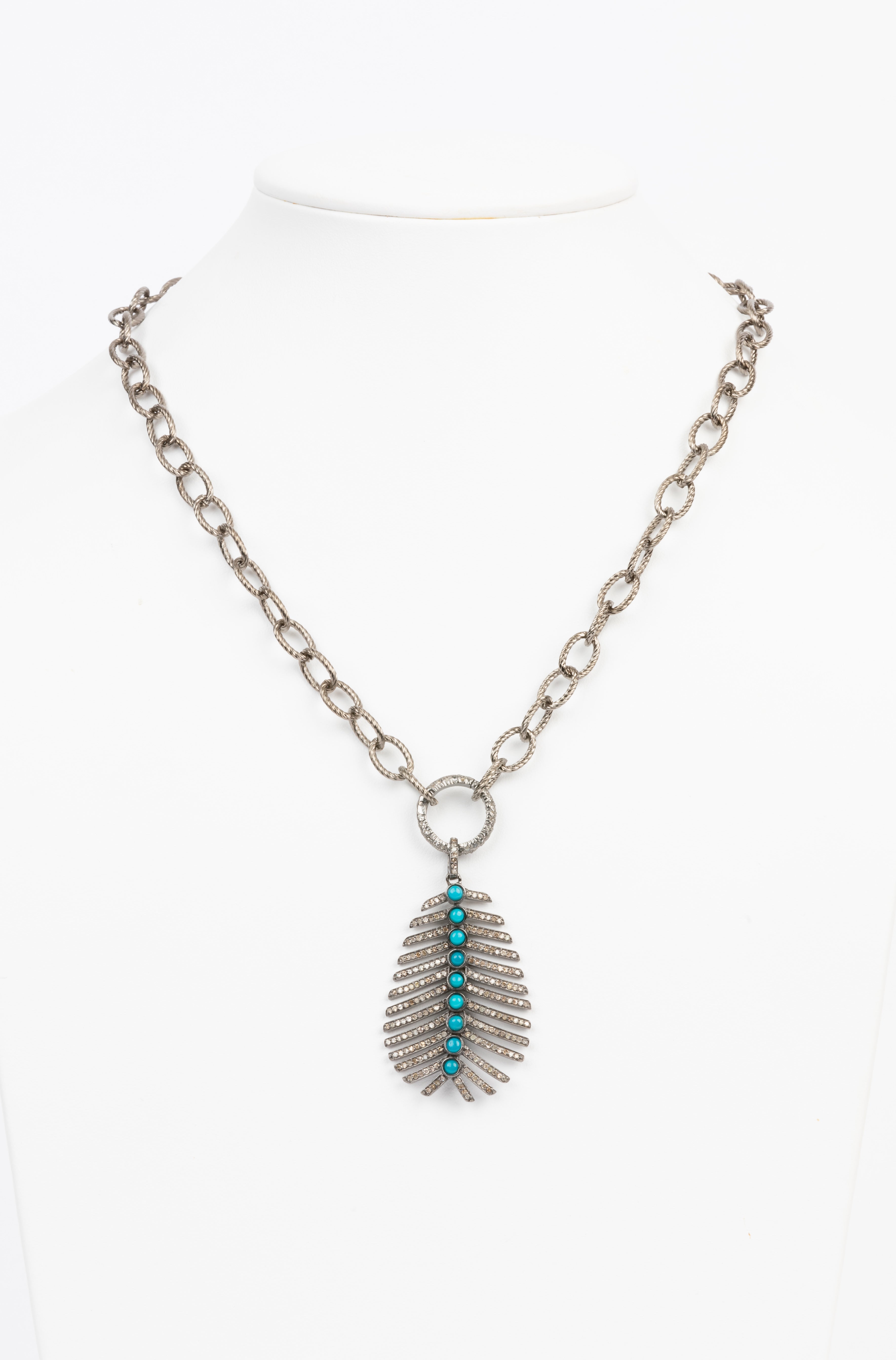 Pave Diamond, Turquoise Necklace