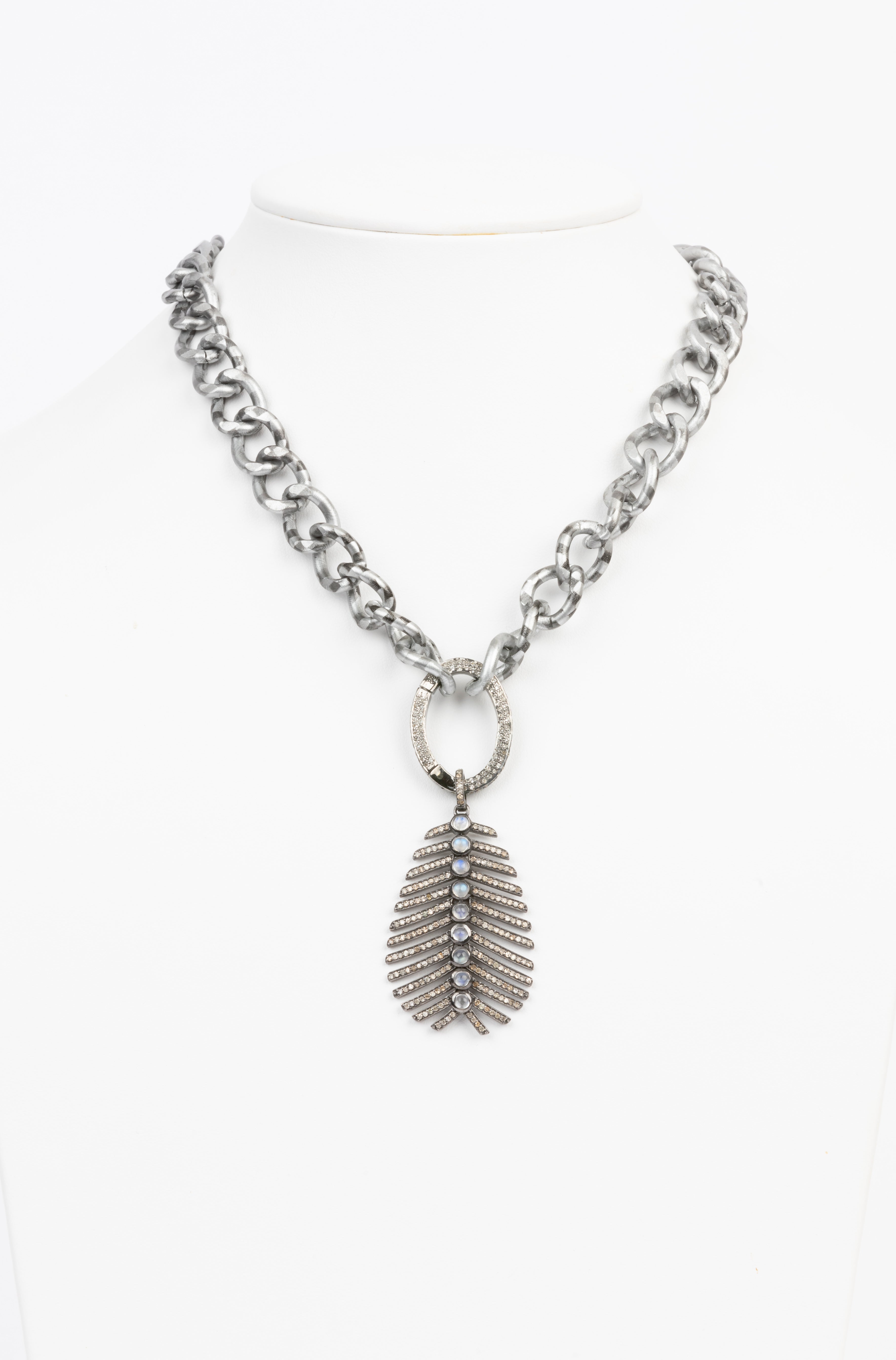 Pave Diamond, Moonstone Necklace