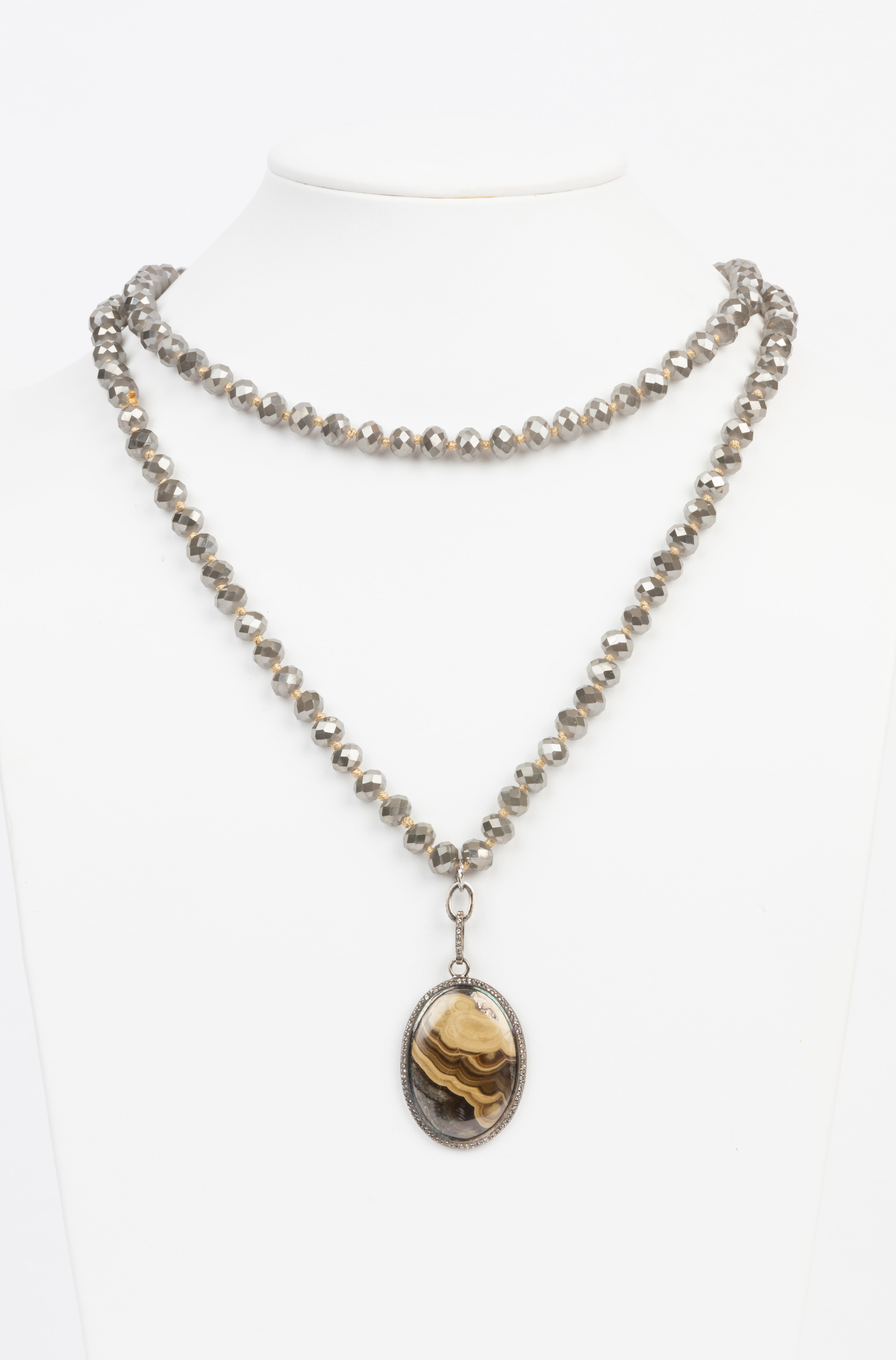 Jasper, Crystal and White Topaz Necklace