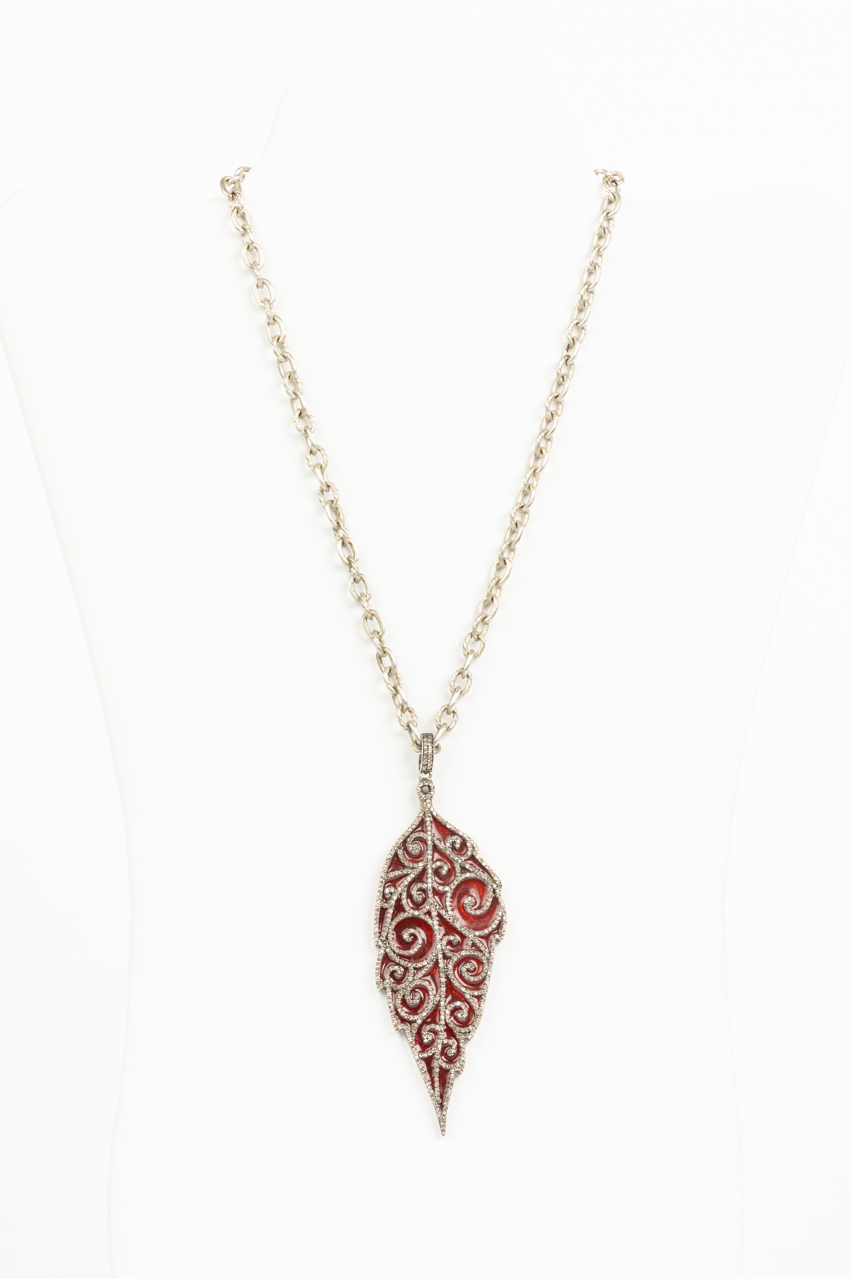 Pave Diamond, Enamel Necklace