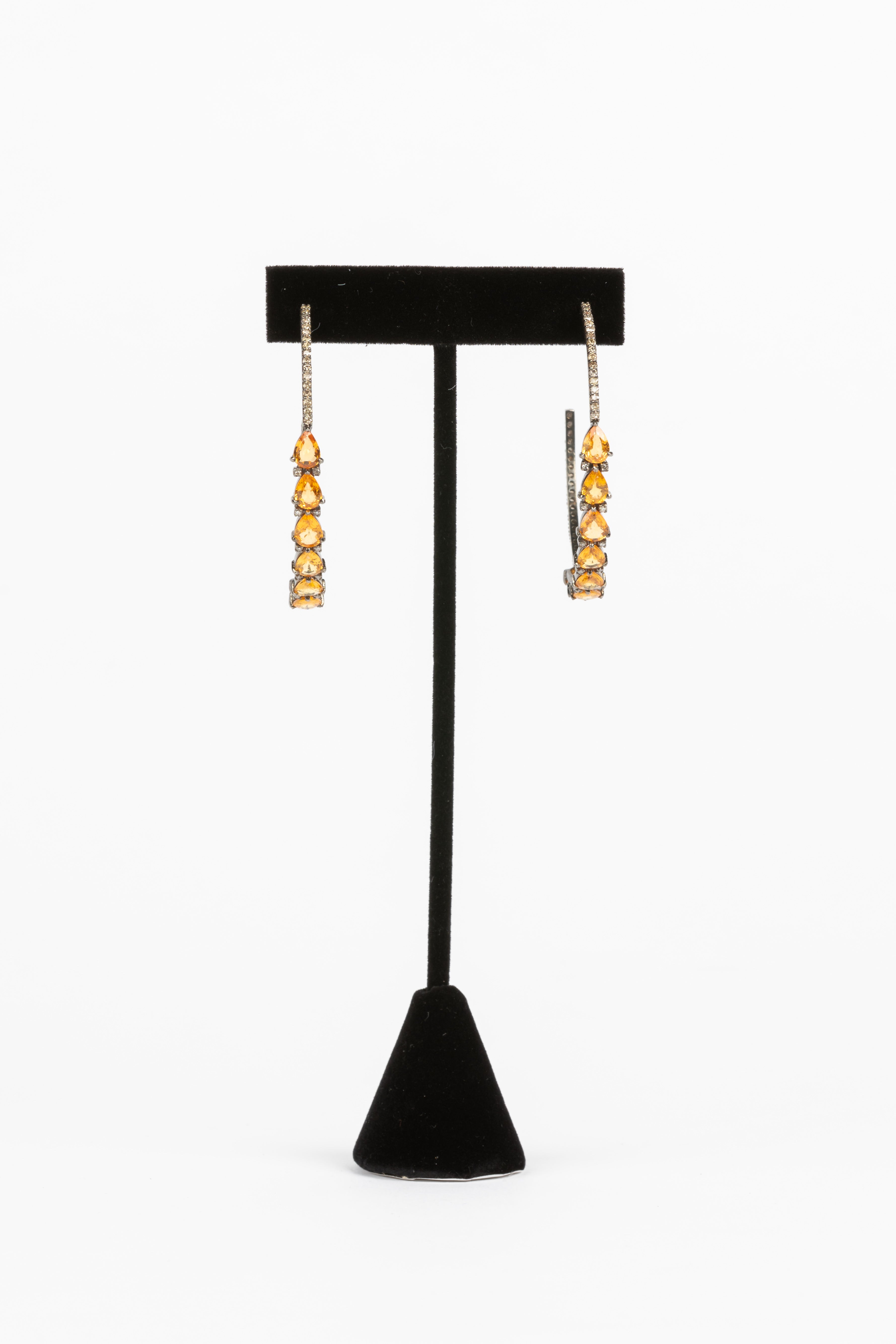 Citrine and Diamond Hoop Earrings