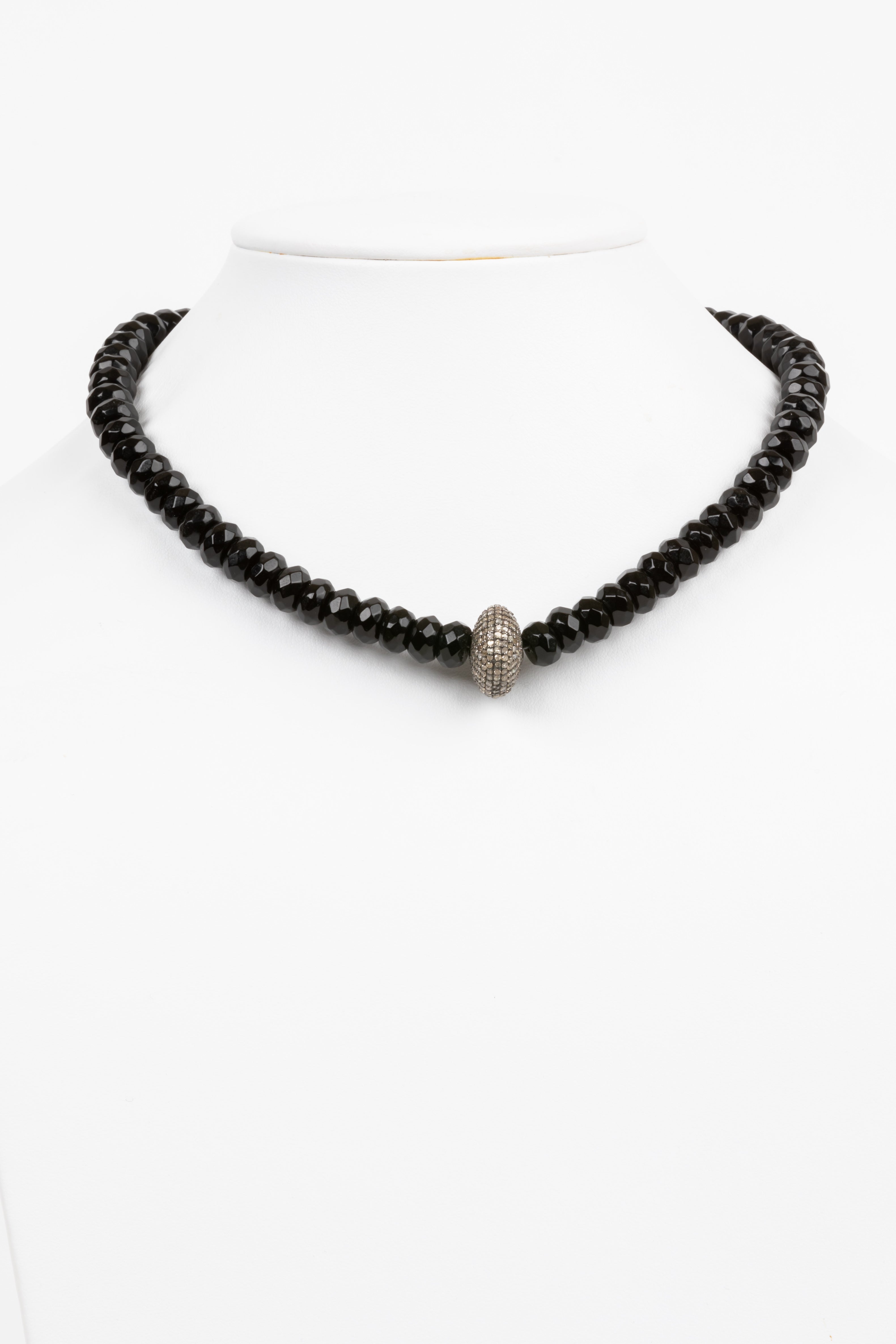 Pave Diamond, Black Onyx Necklace