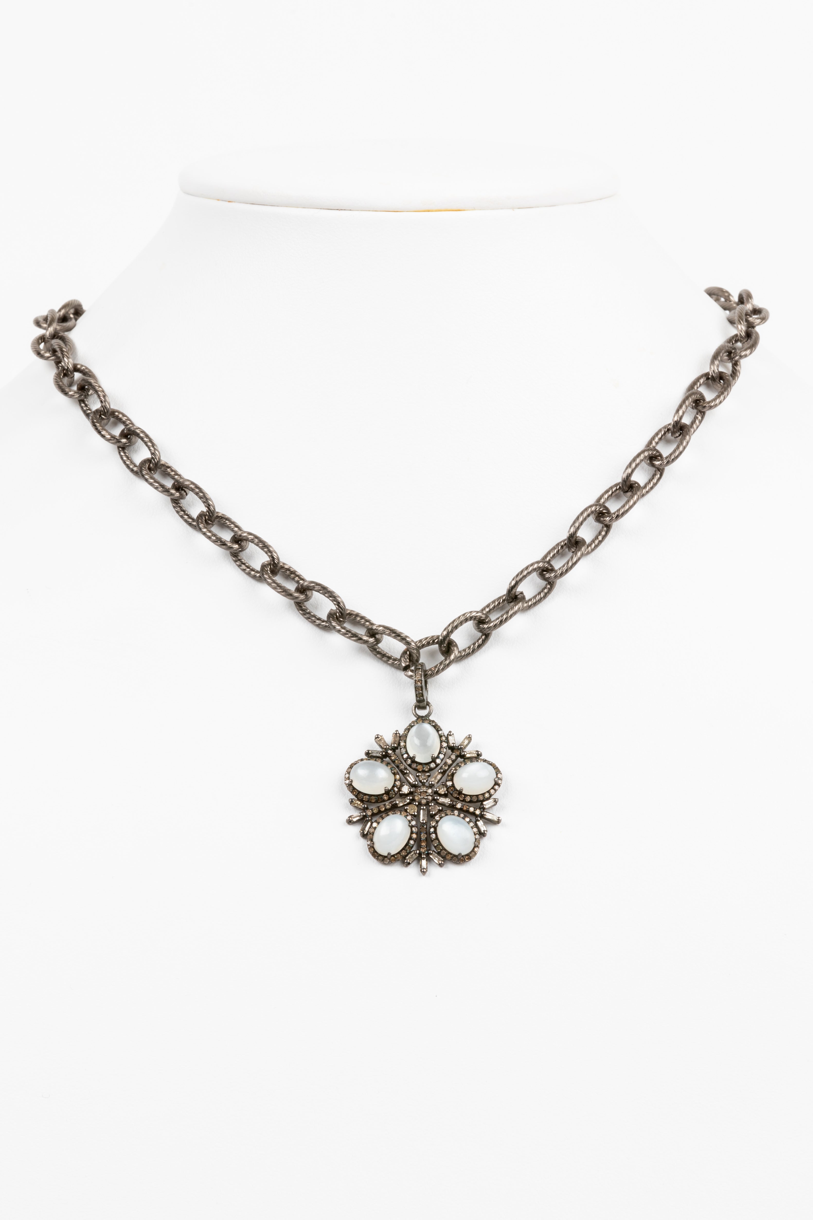 Pave Diamond, Moonstone Necklace