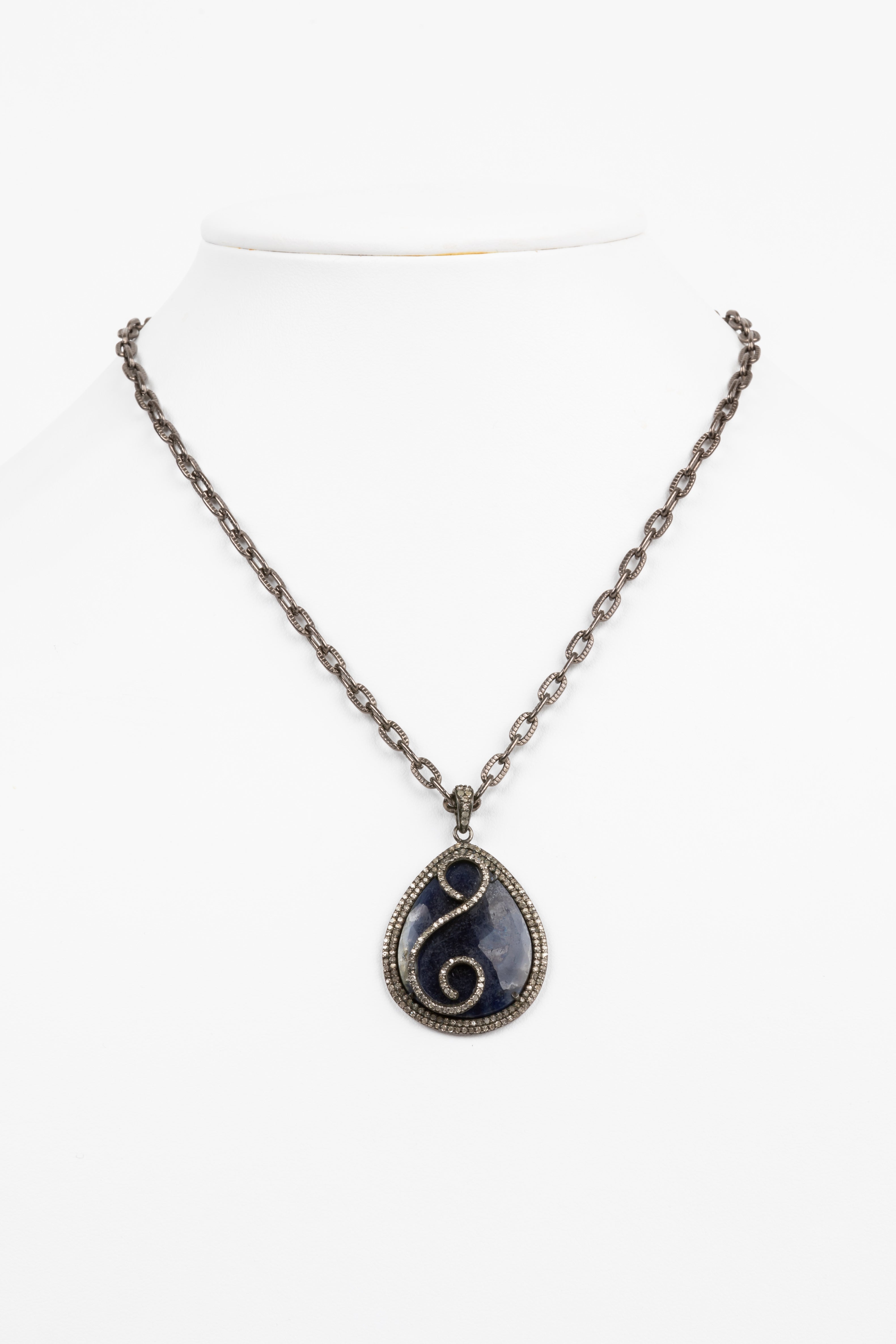 Pave Diamond, Sapphire Necklace