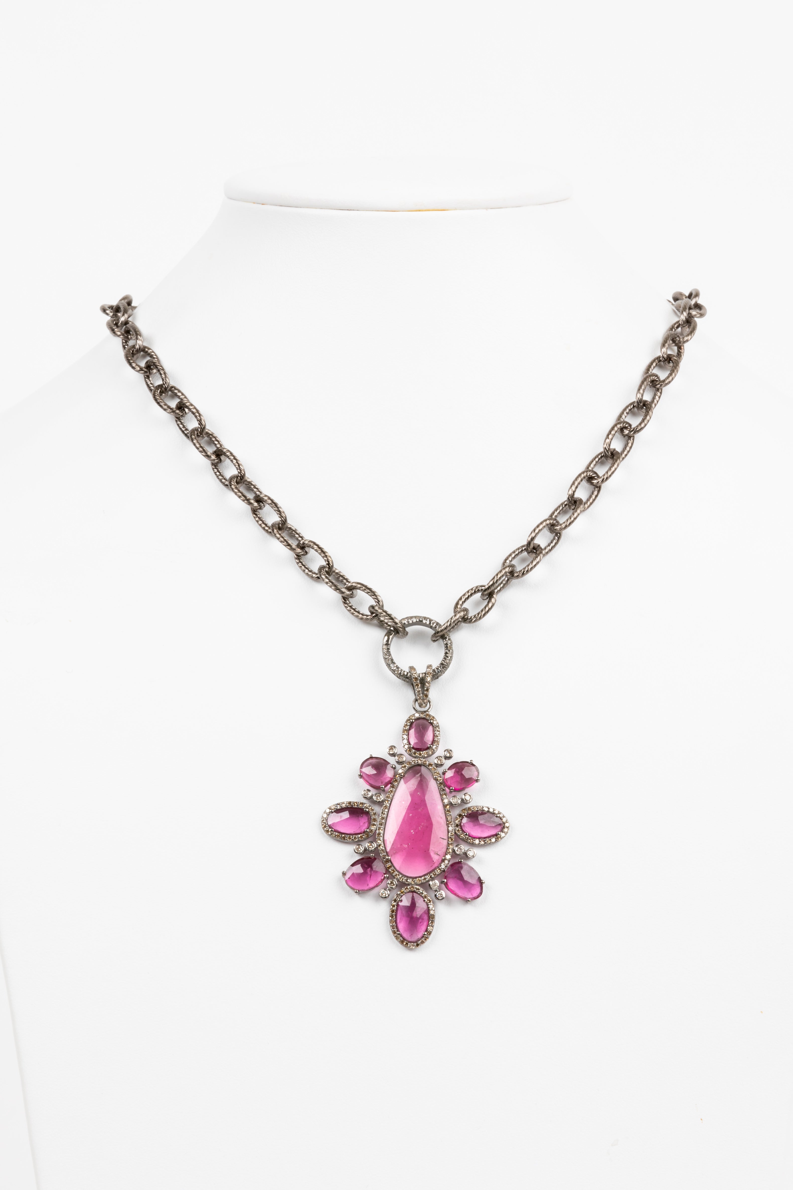 Pave Diamond, Tourmaline Necklace