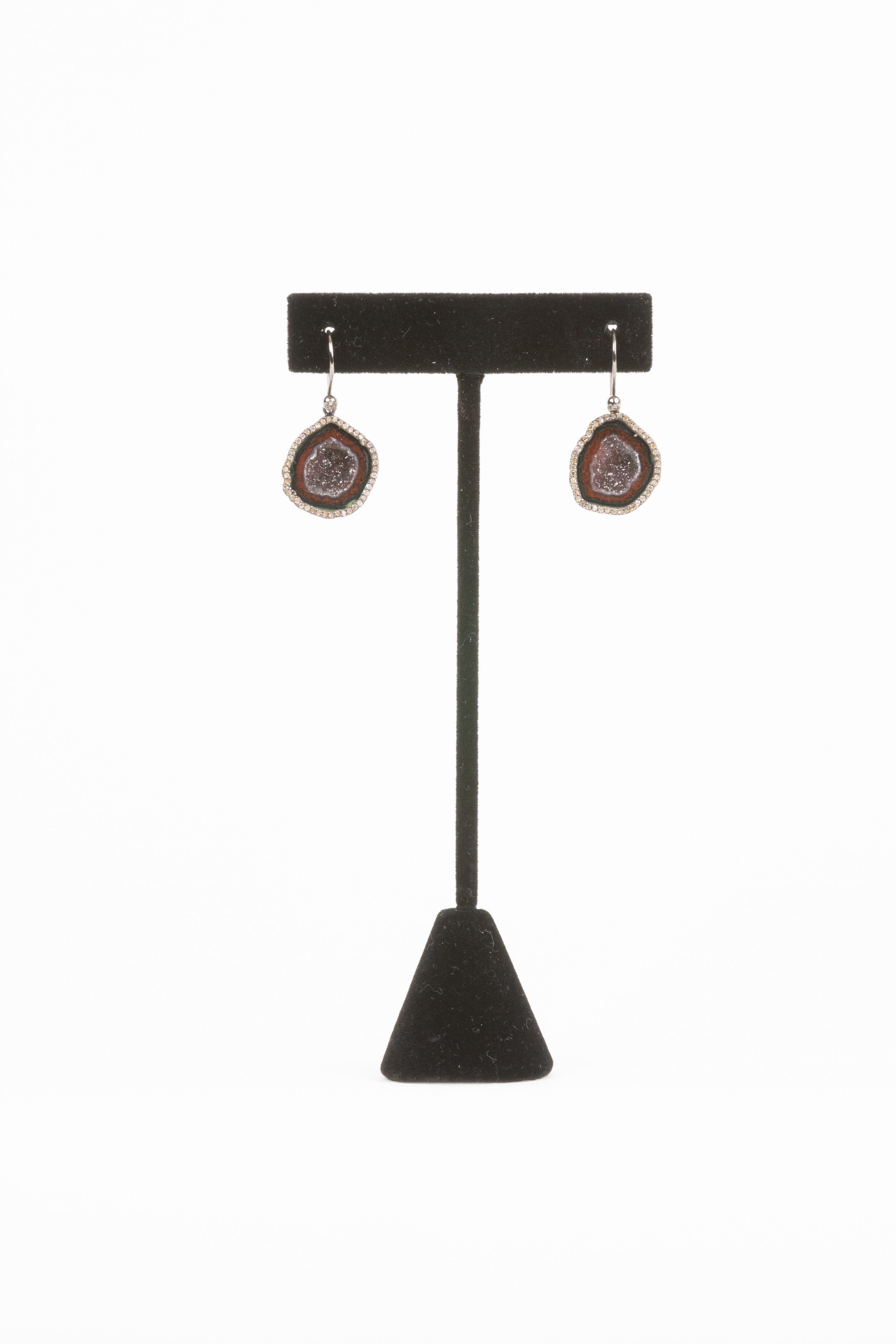 Pave Diamond, Sliced Geode Earrings