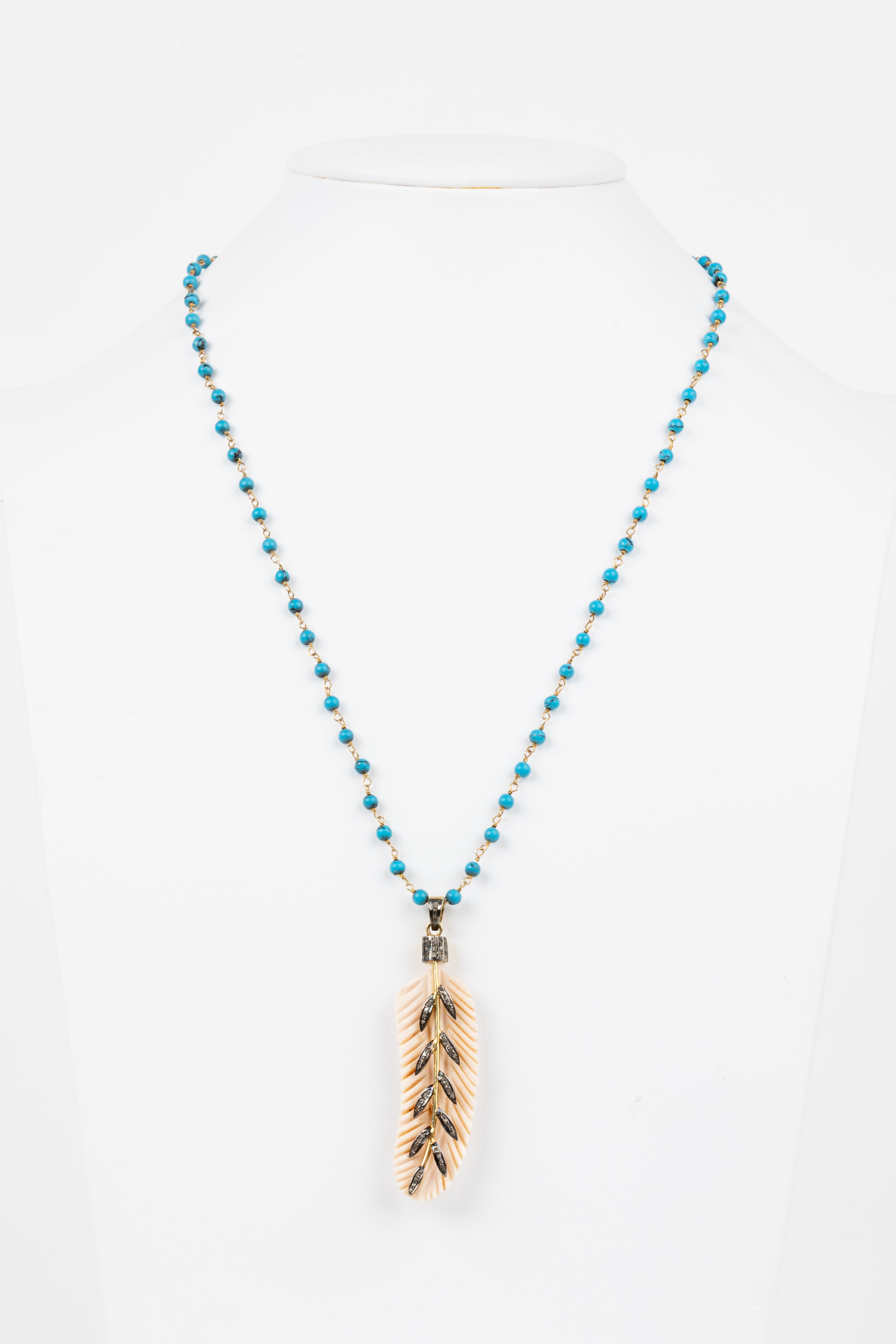 Pave Diamond, Bone, Turquoise
