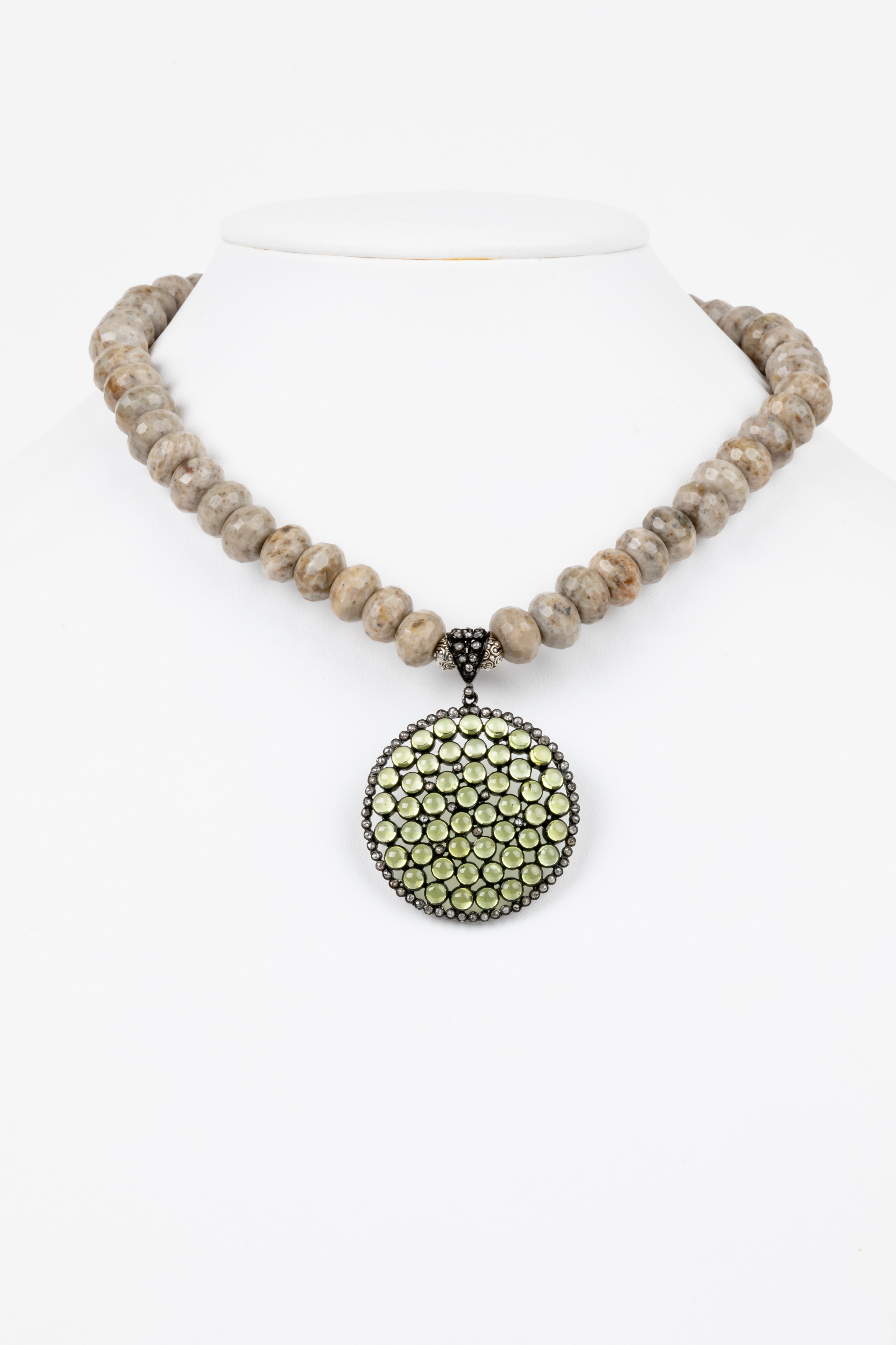 Pave Diamond, Peridot, Stone Agate Necklace