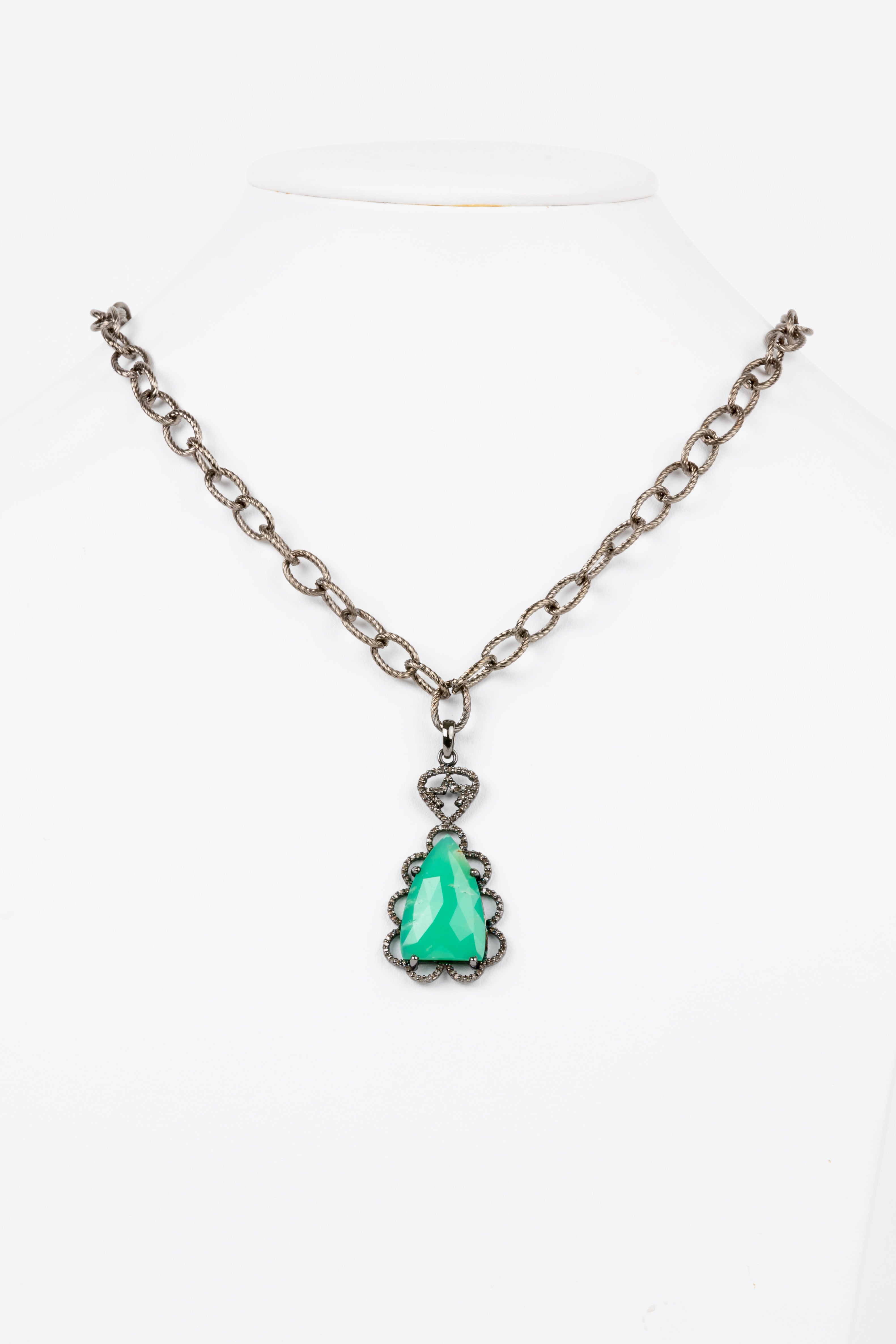 Pave Diamond, Chrysophrase Necklace
