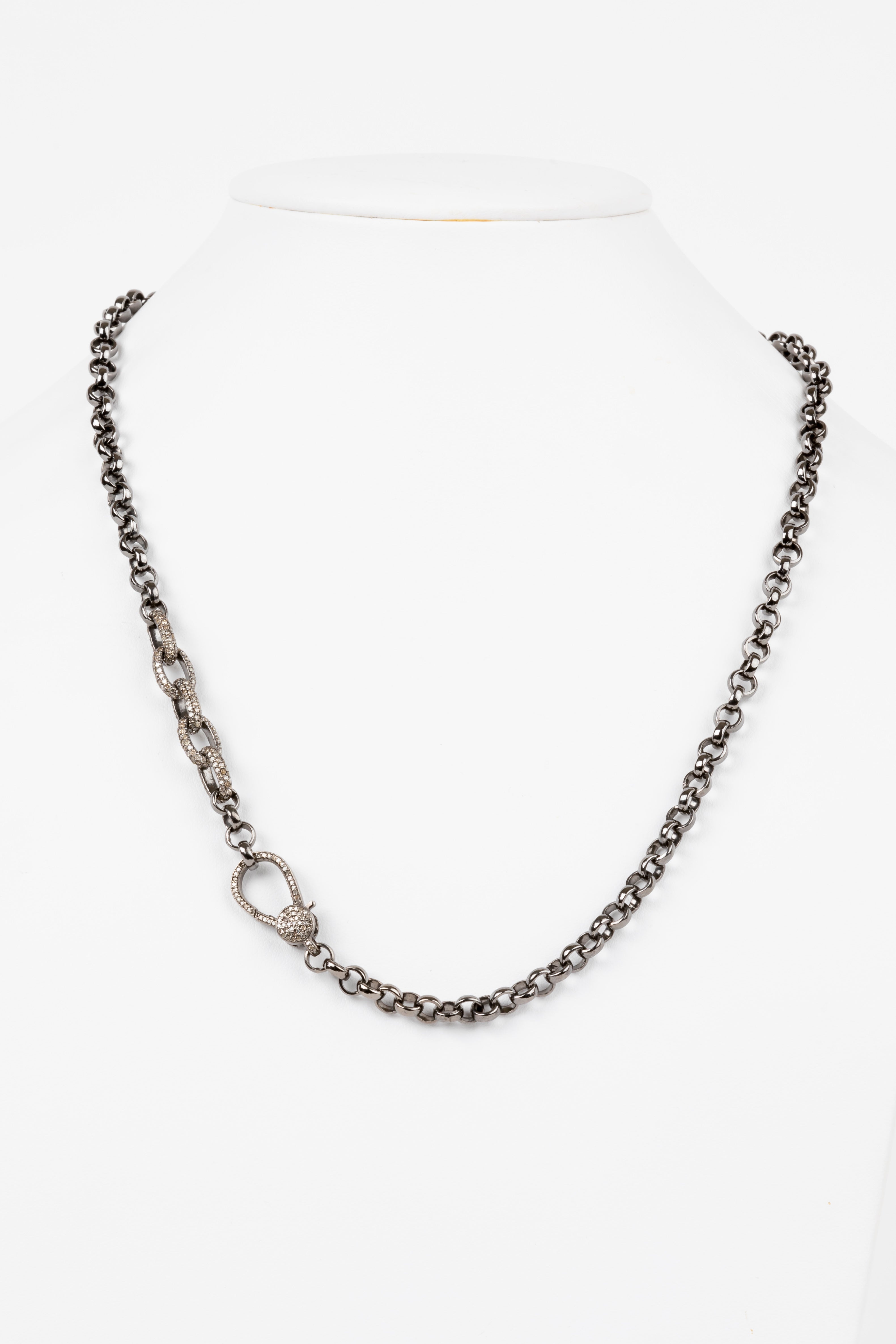 Pave Diamond, Gunmetal Chain
