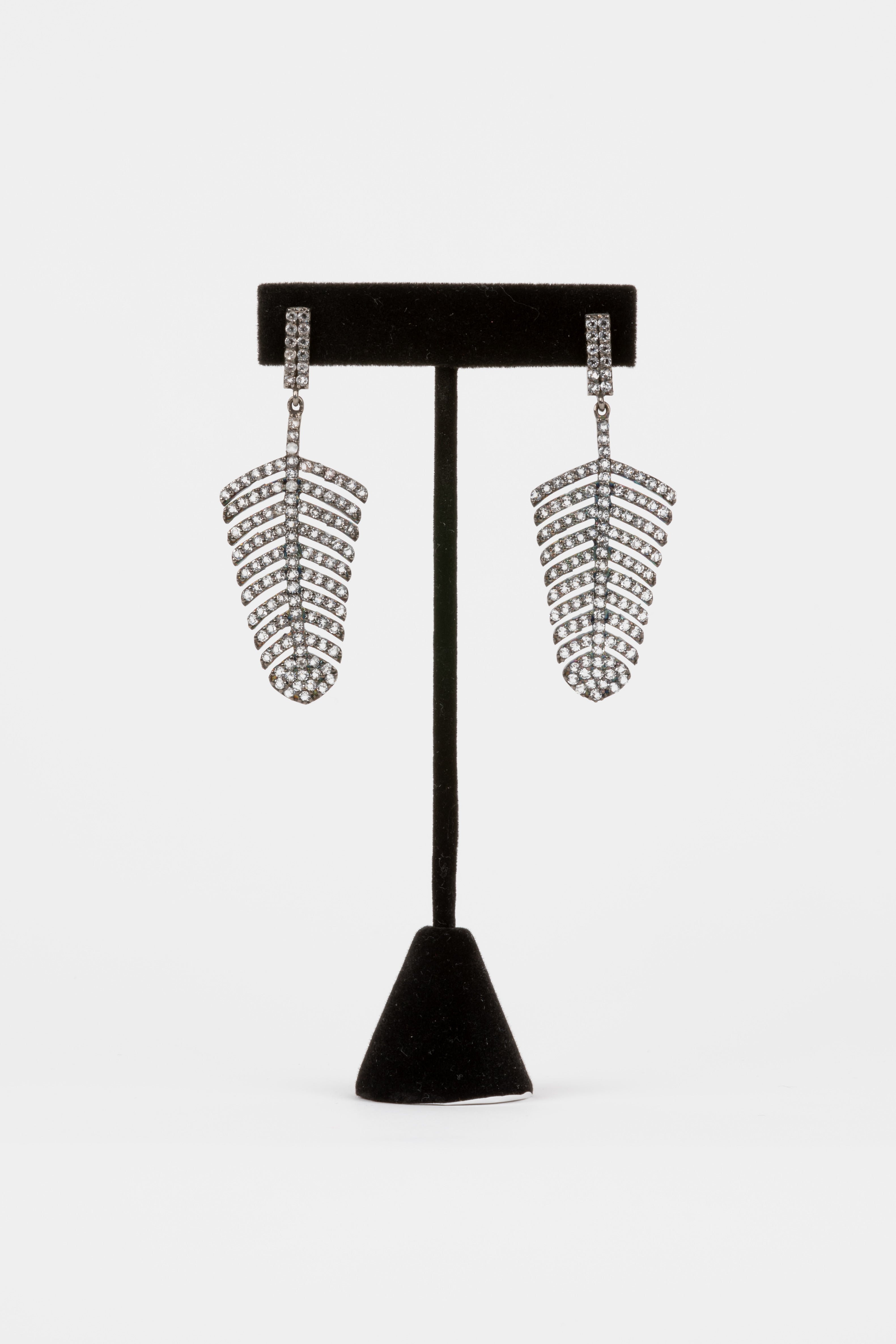White Topaz Feather Earrings