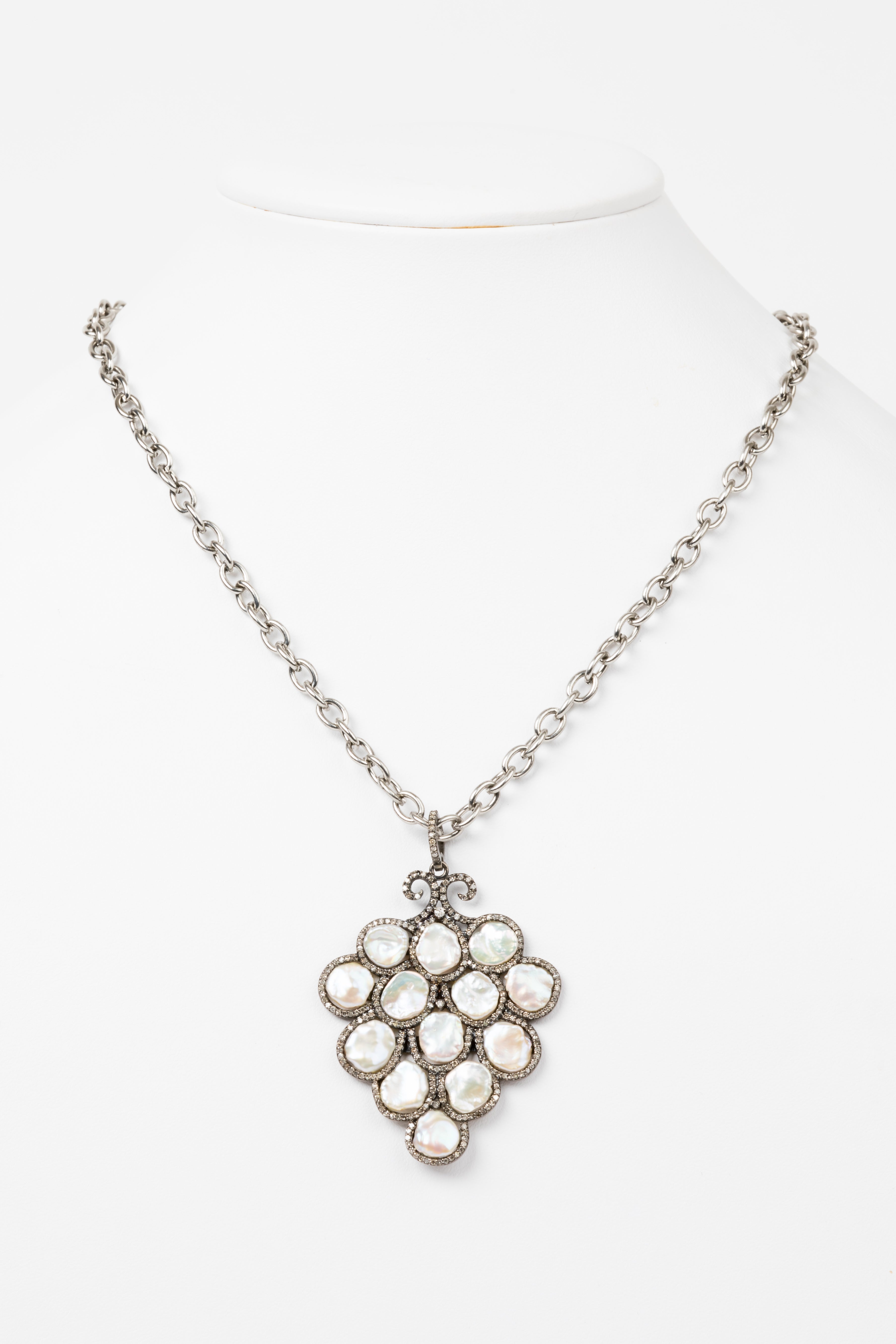 Pave Diamond, Pearl Necklace