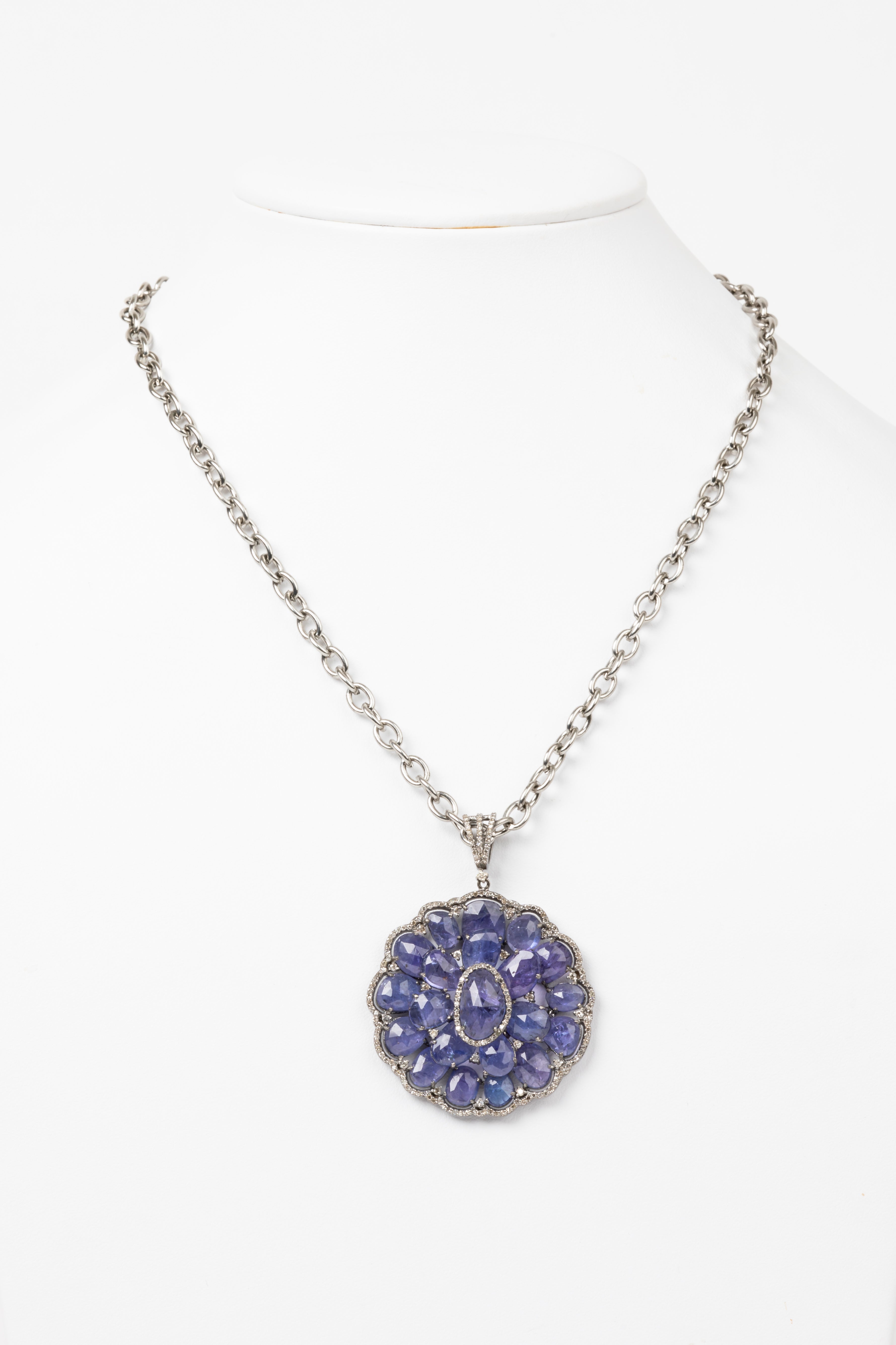 Pave Diamond, Tanzanite Necklace