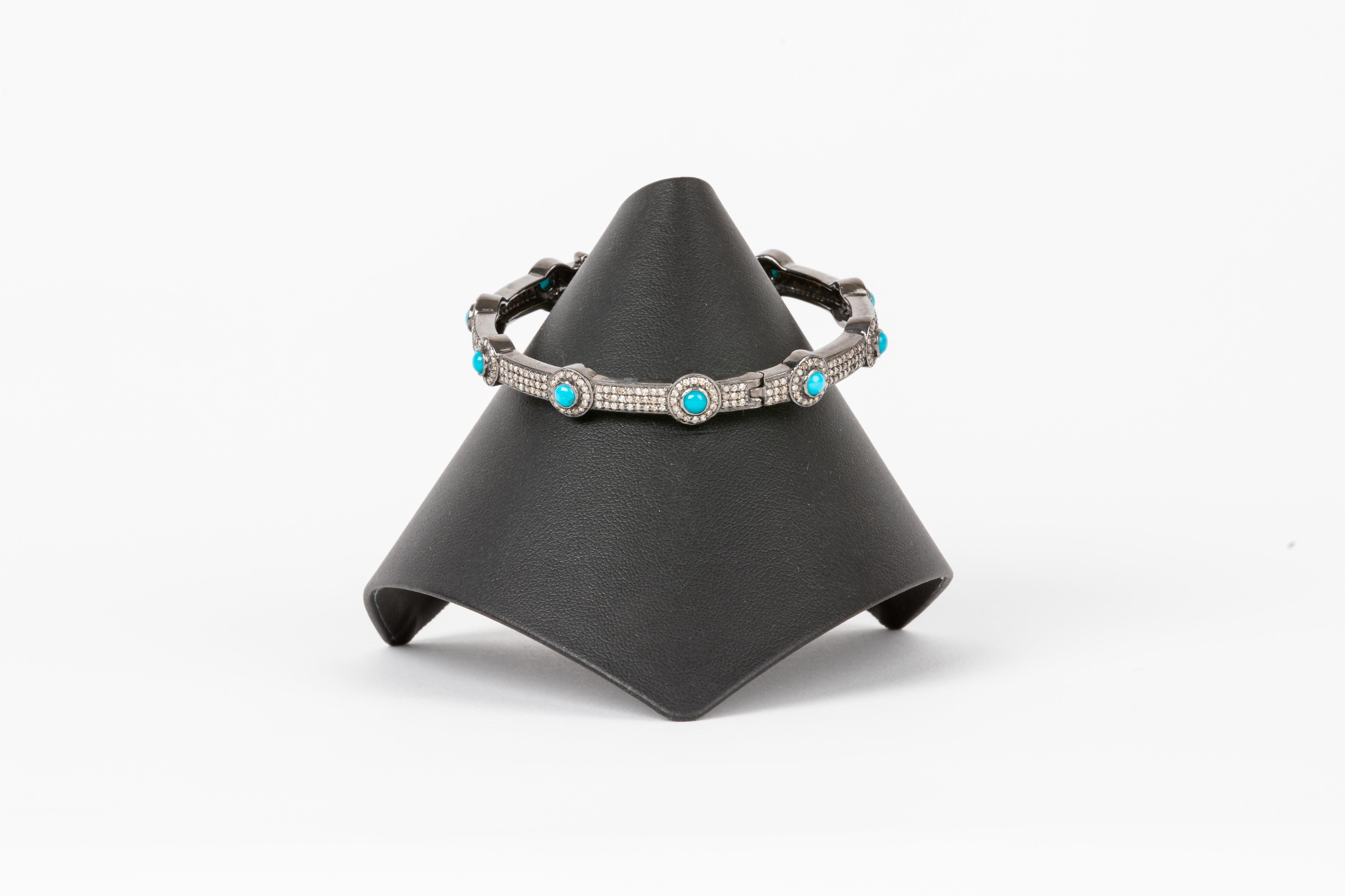 Pave Diamond, Turquoise Bangle