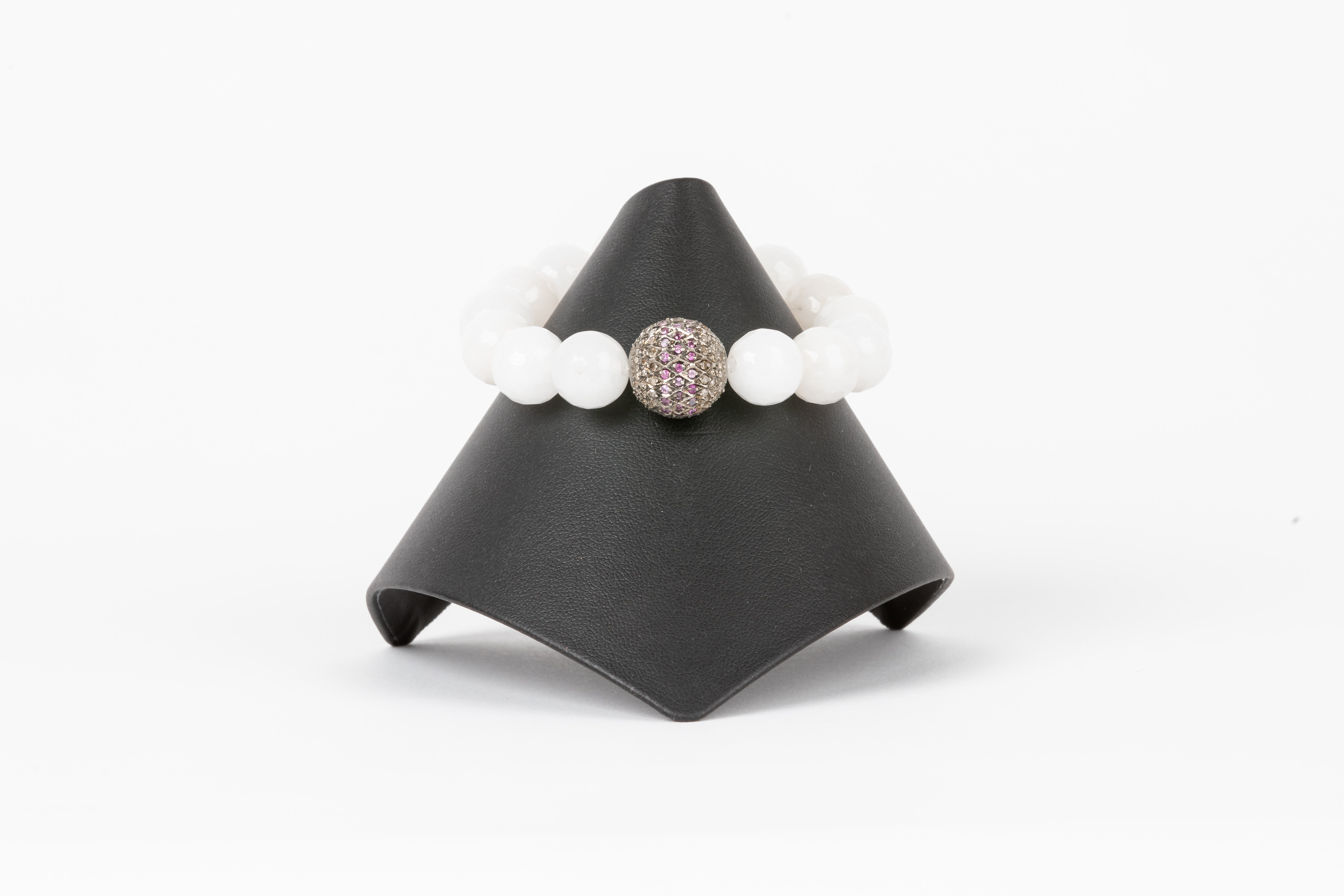 Pave Diamond, Ruby, Cloud Quartz Bracelet
