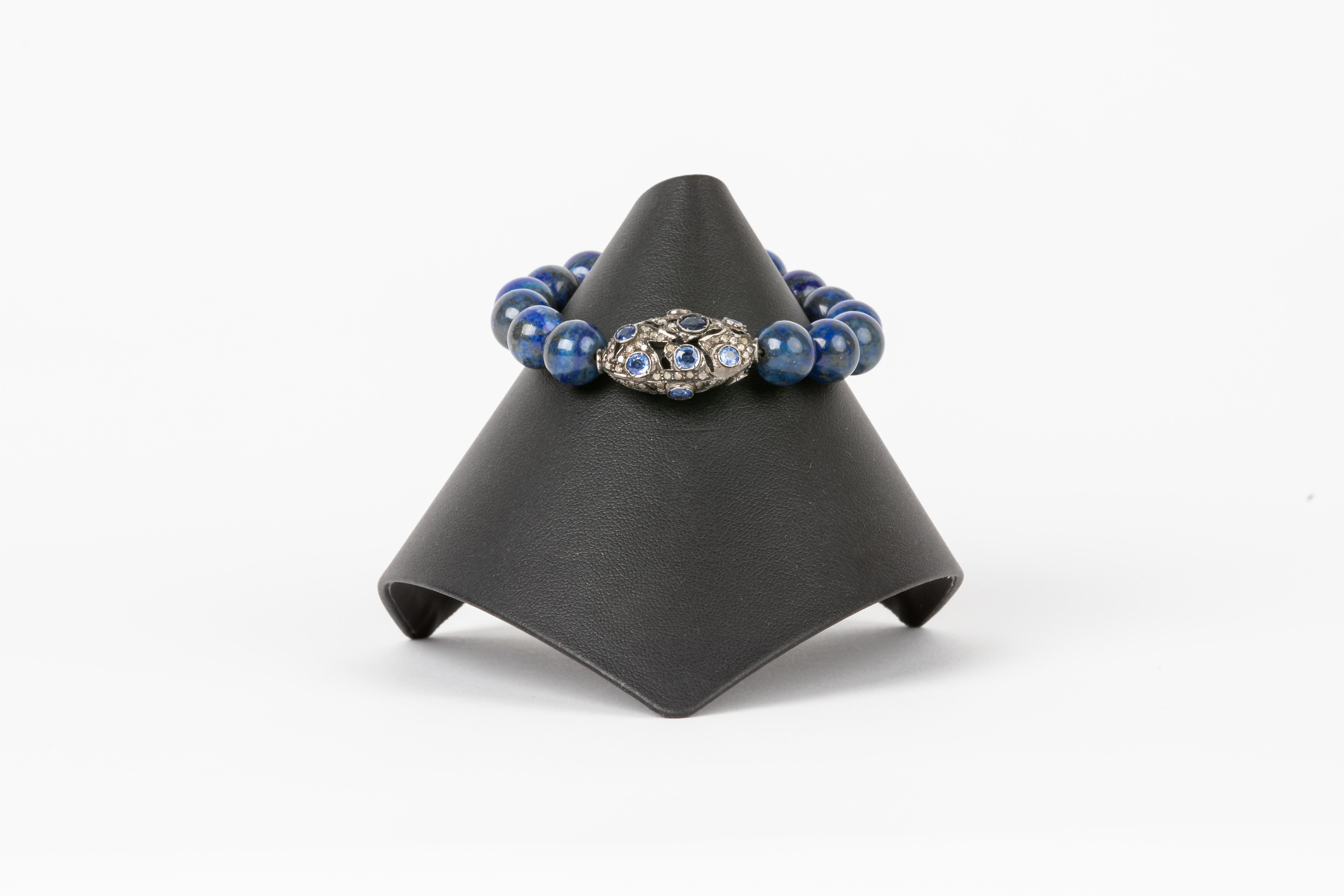 Pave Diamond, Kyanite, Lapis Bracelet