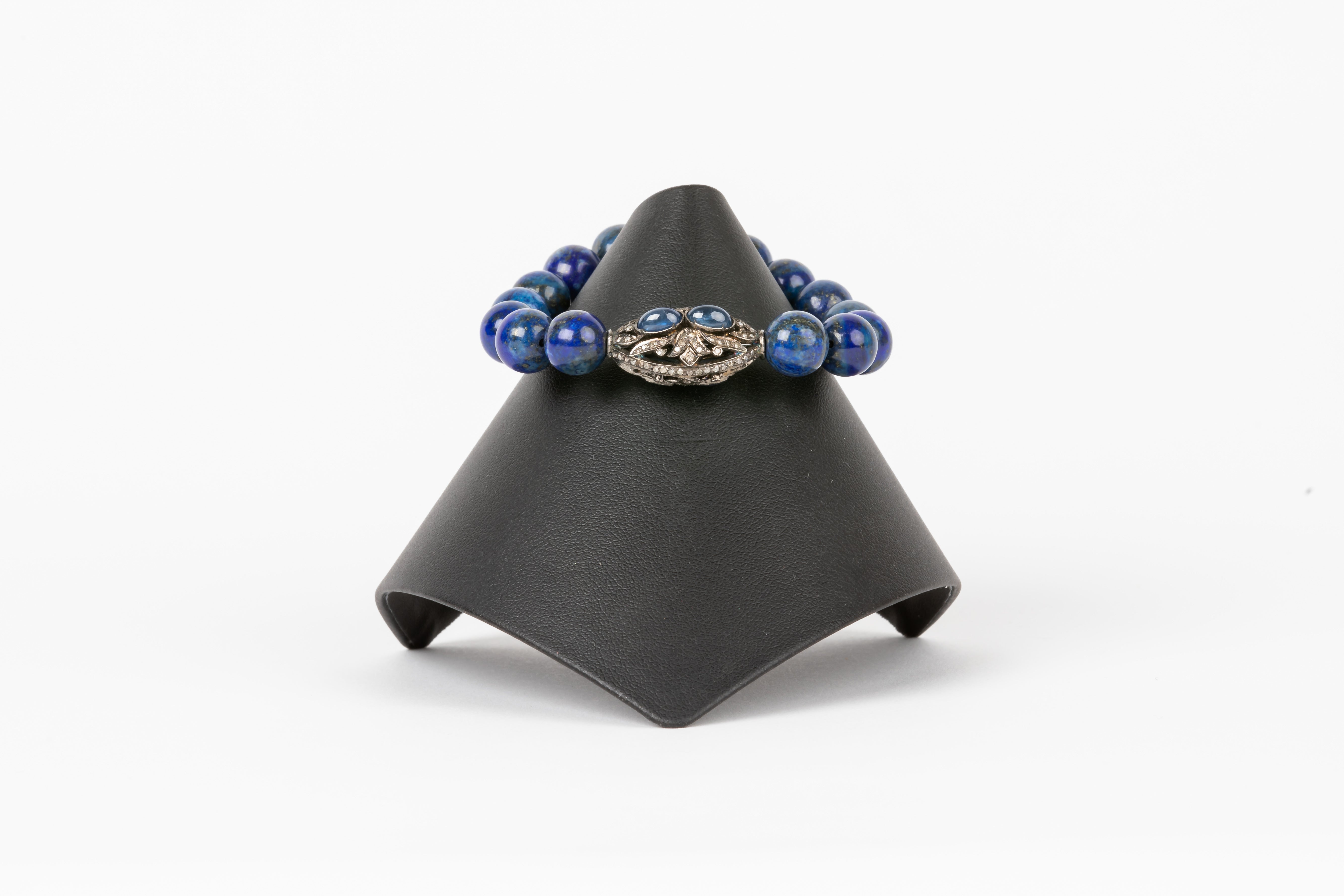 Pave Diamond, Kyanite, Lapis Bracelet
