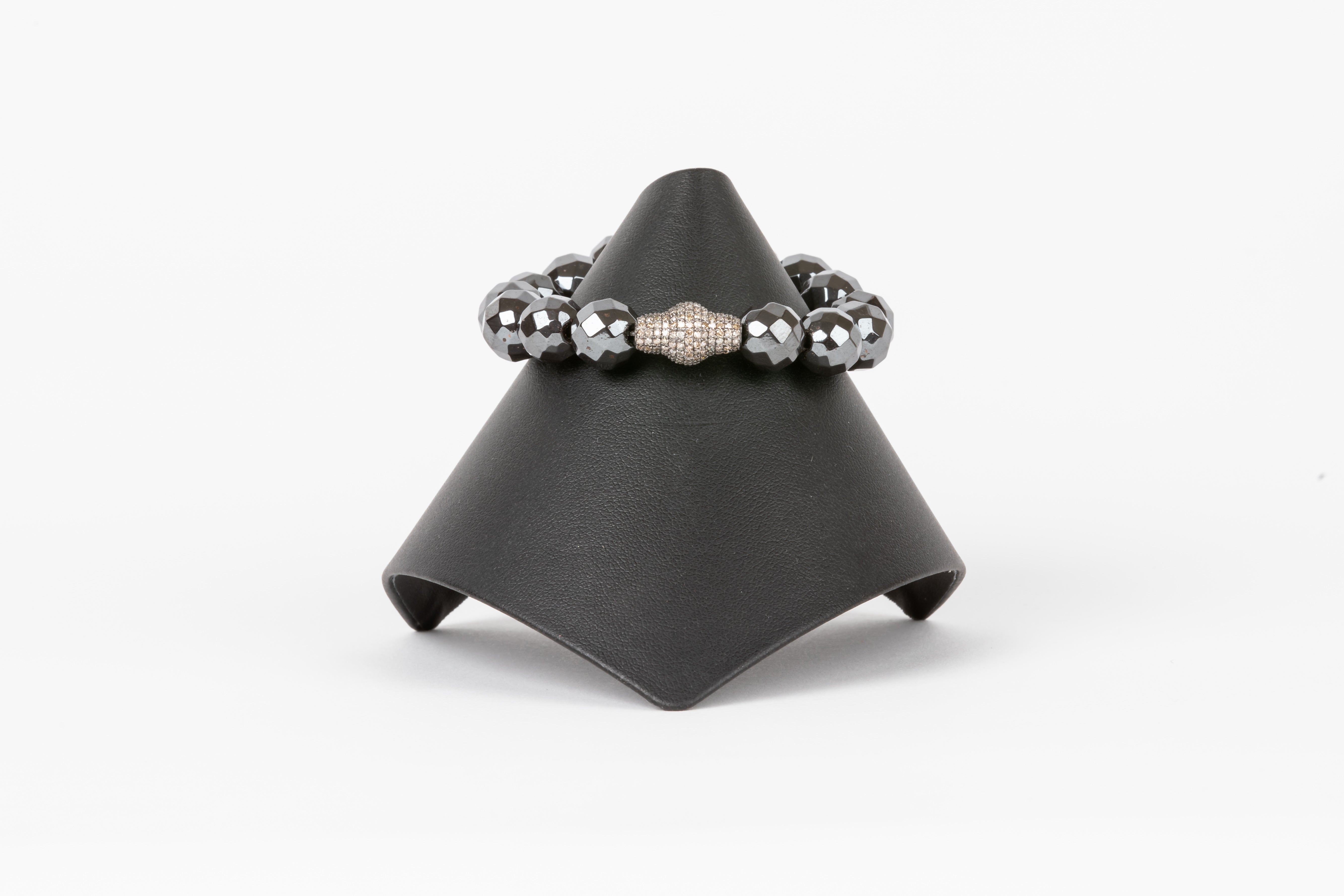 Pave Diamond, Hematite Bracelet
