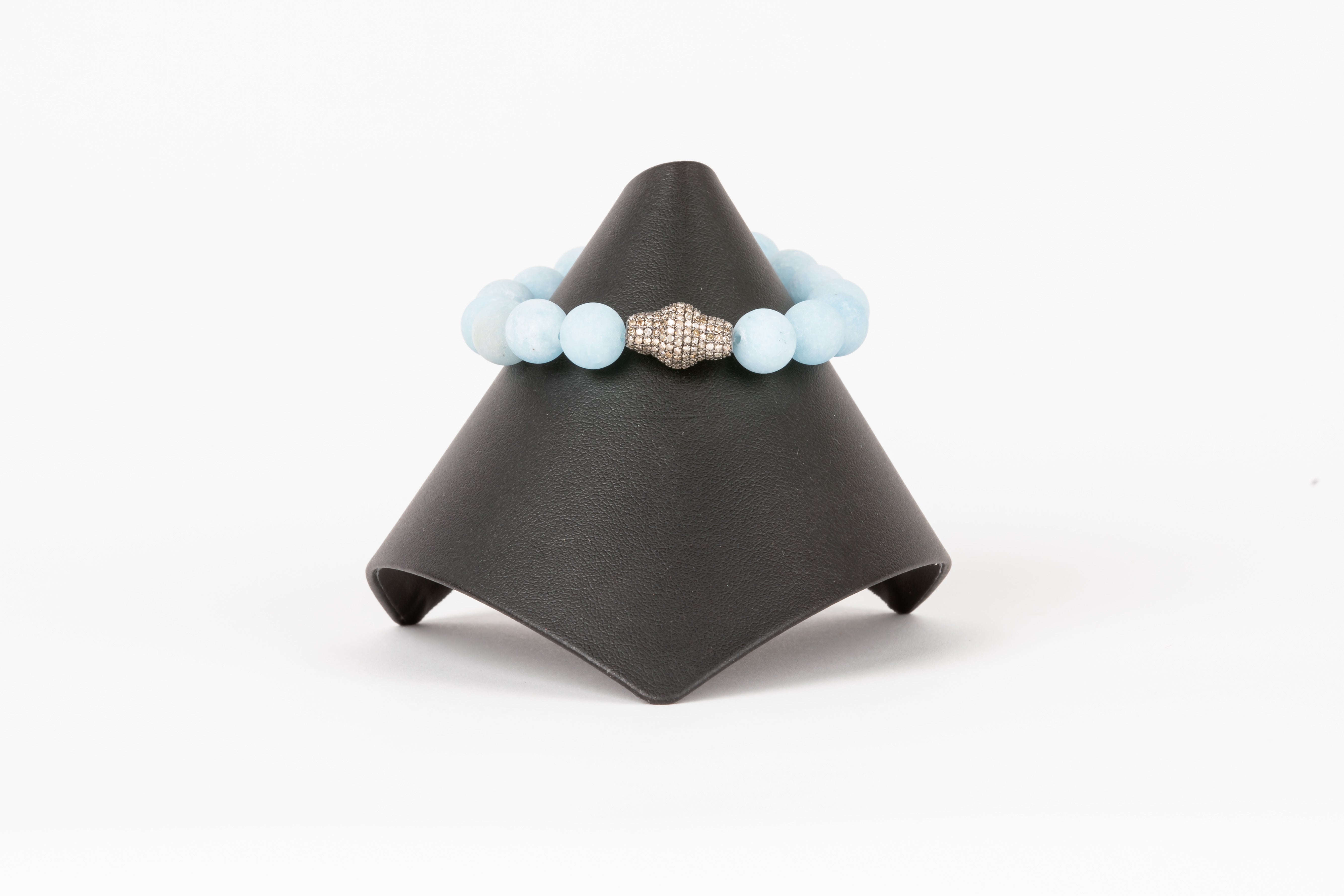 Pave Diamond, Matt Aquamarine Bracelet