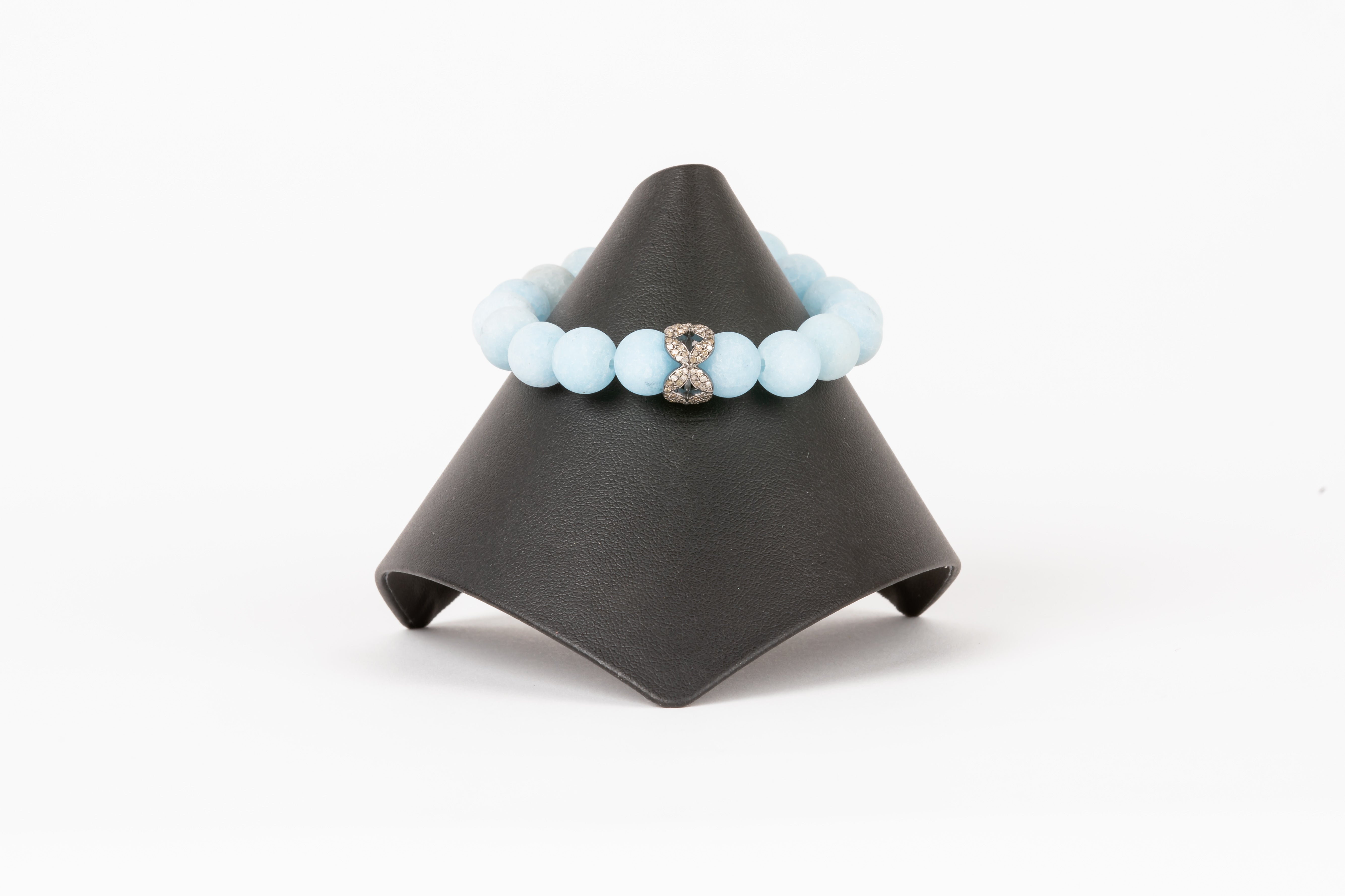 Pave Diamond, Matt Aquamarine Bracelet