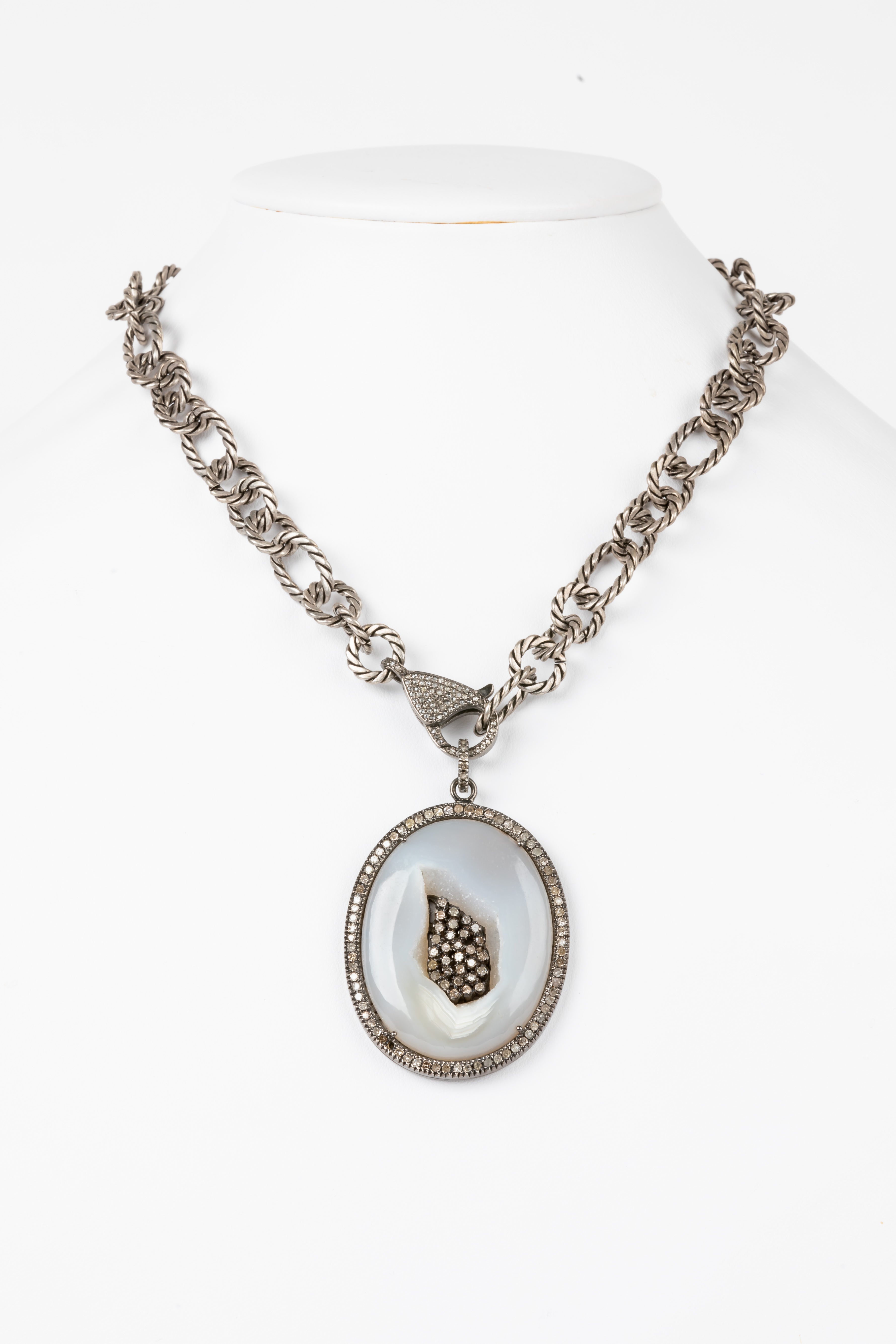 Pave Diamond, Druzy Necklace