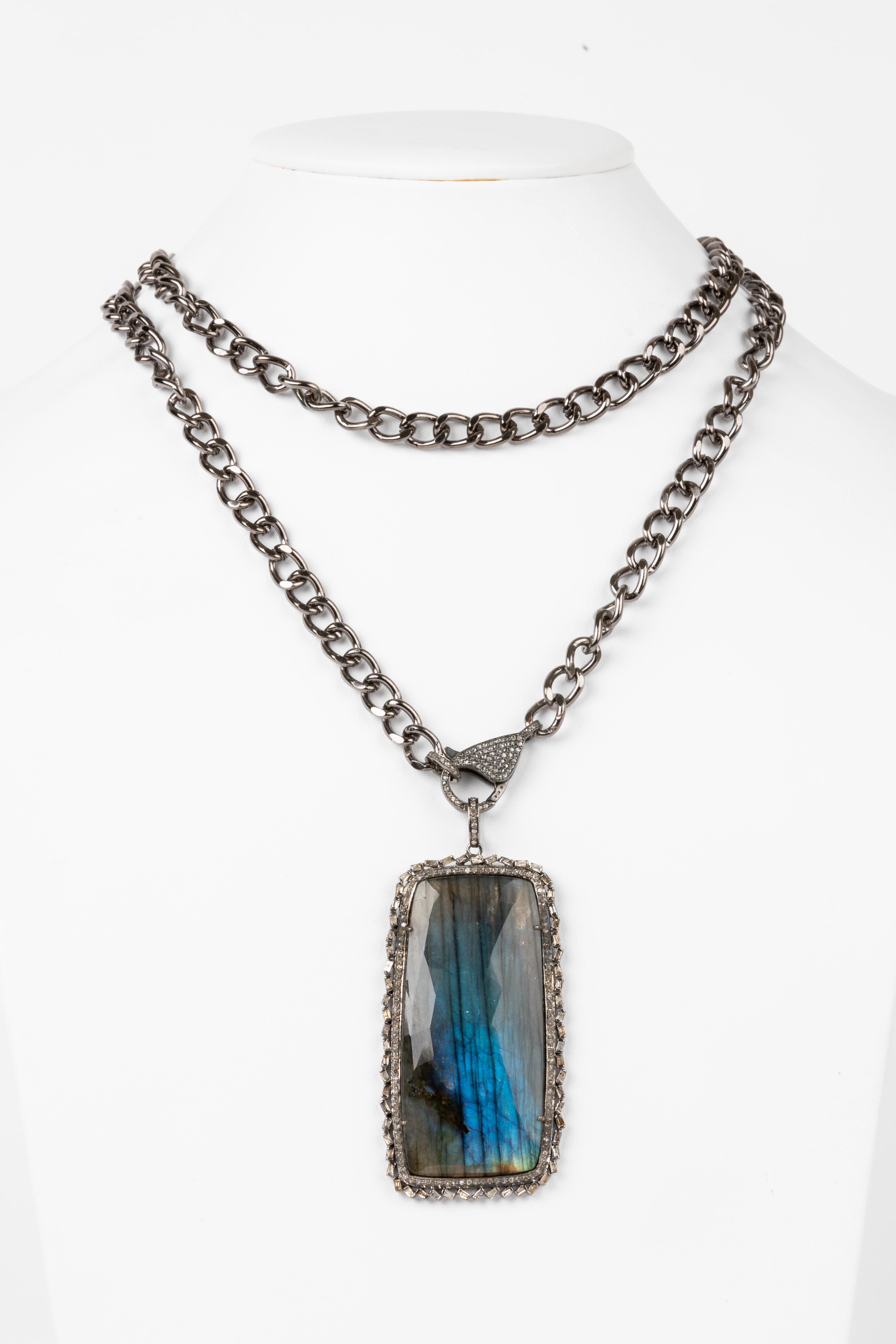 Pave Diamond, Labradorite Necklace
