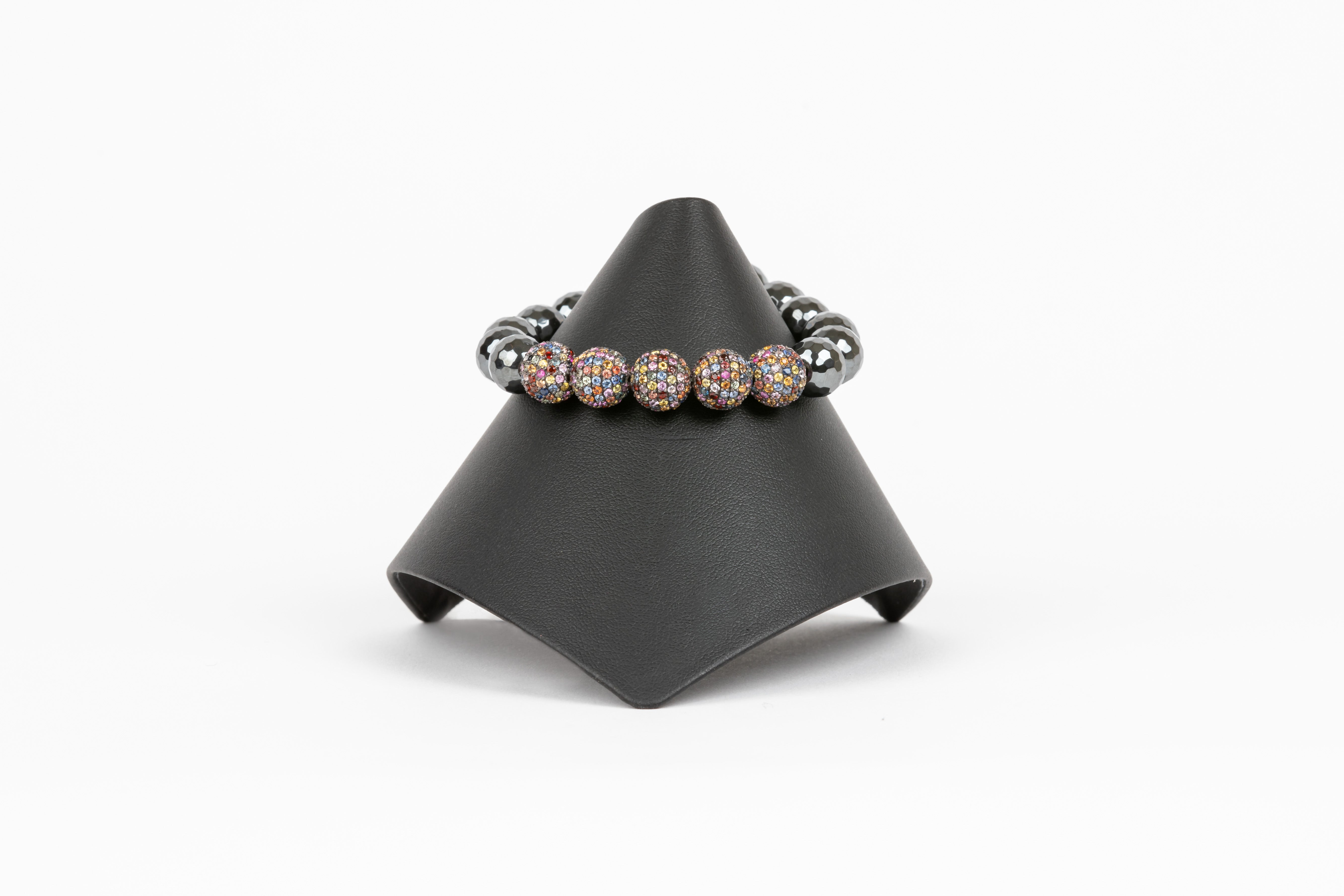 Pave Multi Sapphire, Hematite Bracelet