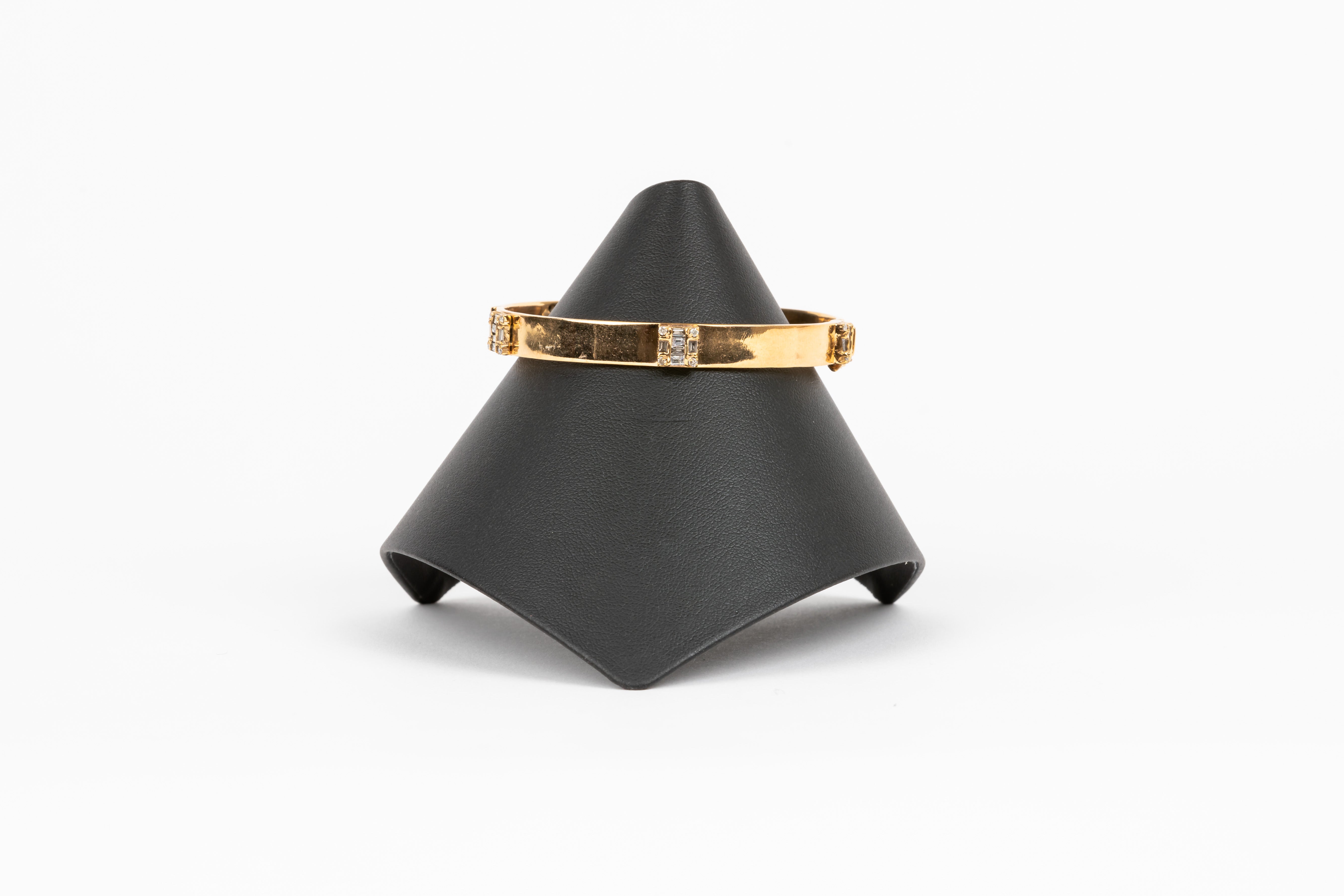 Baguette Diamond, Vermeil Bangle Bracelet