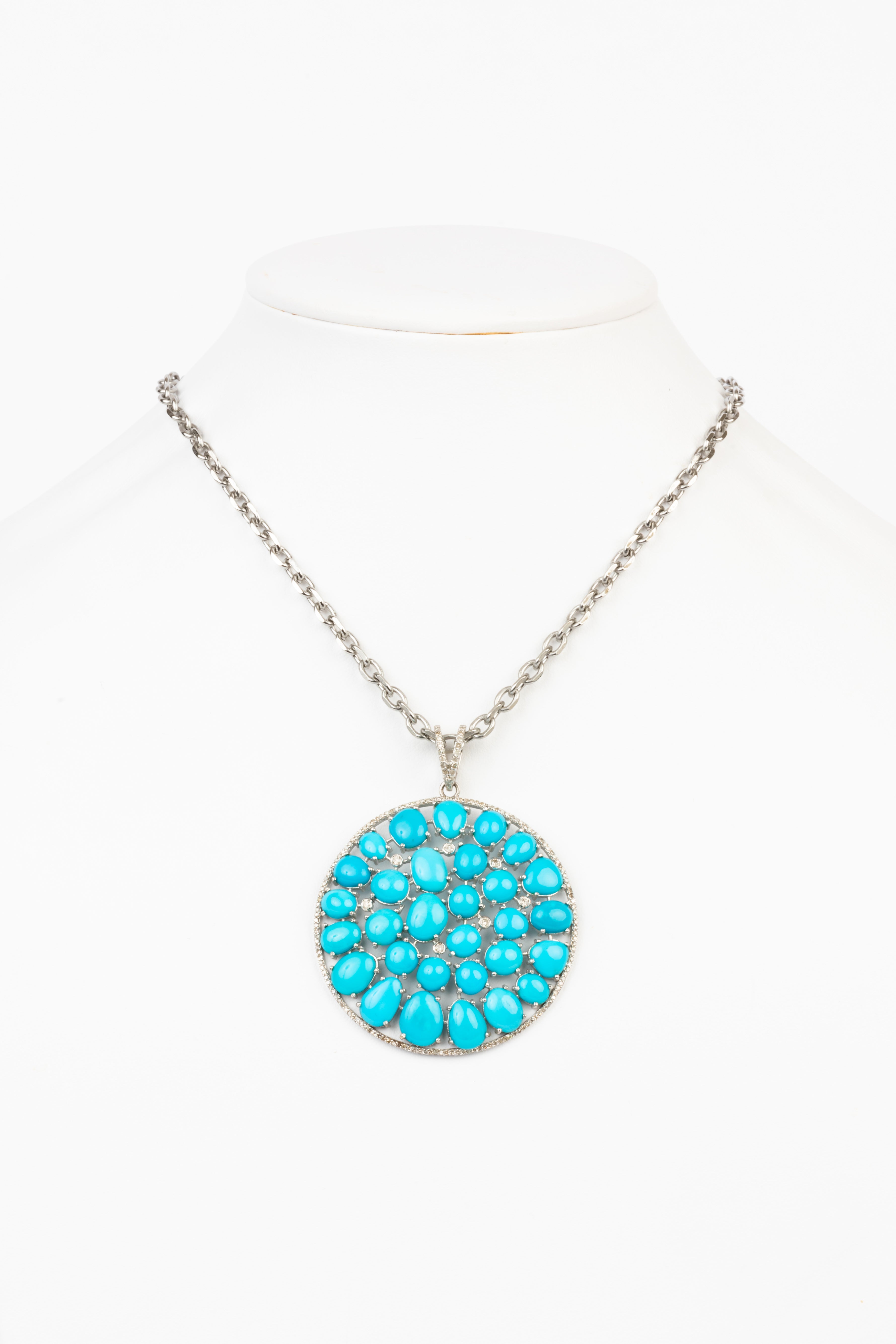 Pave Diamond, Turquoise Necklace