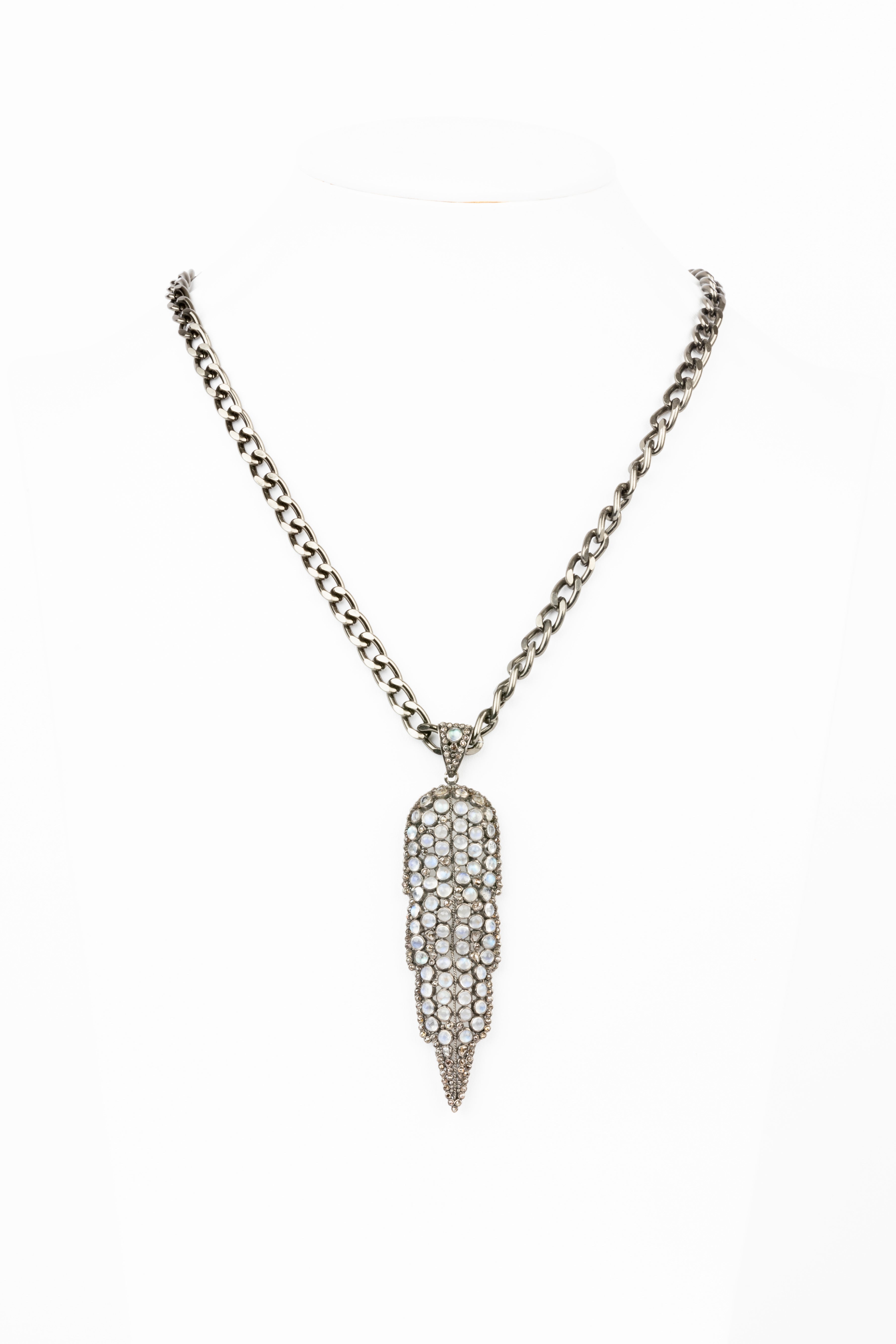 Pave Diamond ,Moonstone Necklace